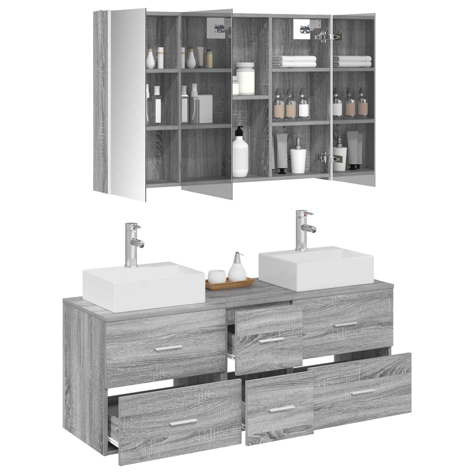 Set namještaja za kupaonicu 4 pcs Siva Sonoma