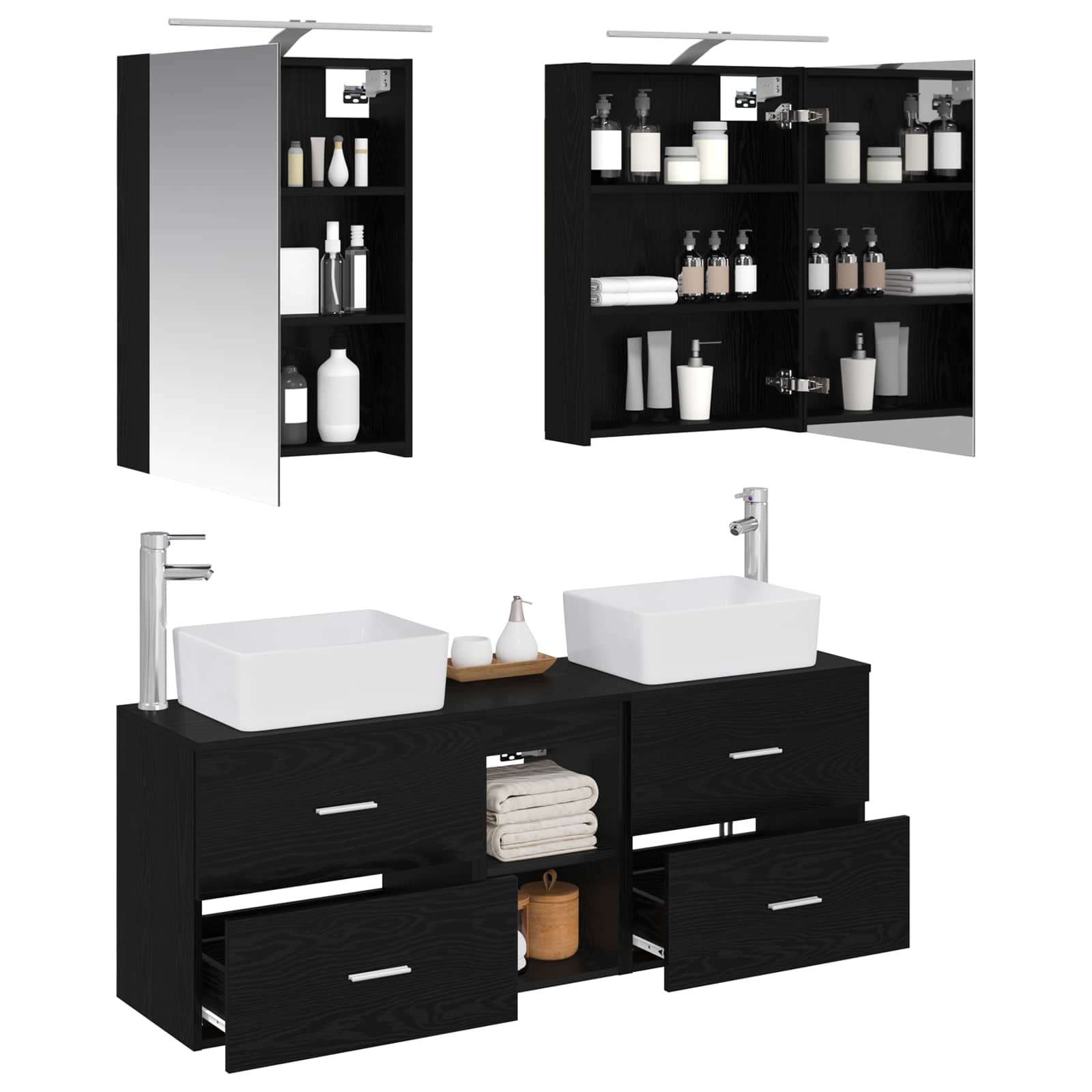 Set namještaja za kupaonicu 5 pcs Crni hrast