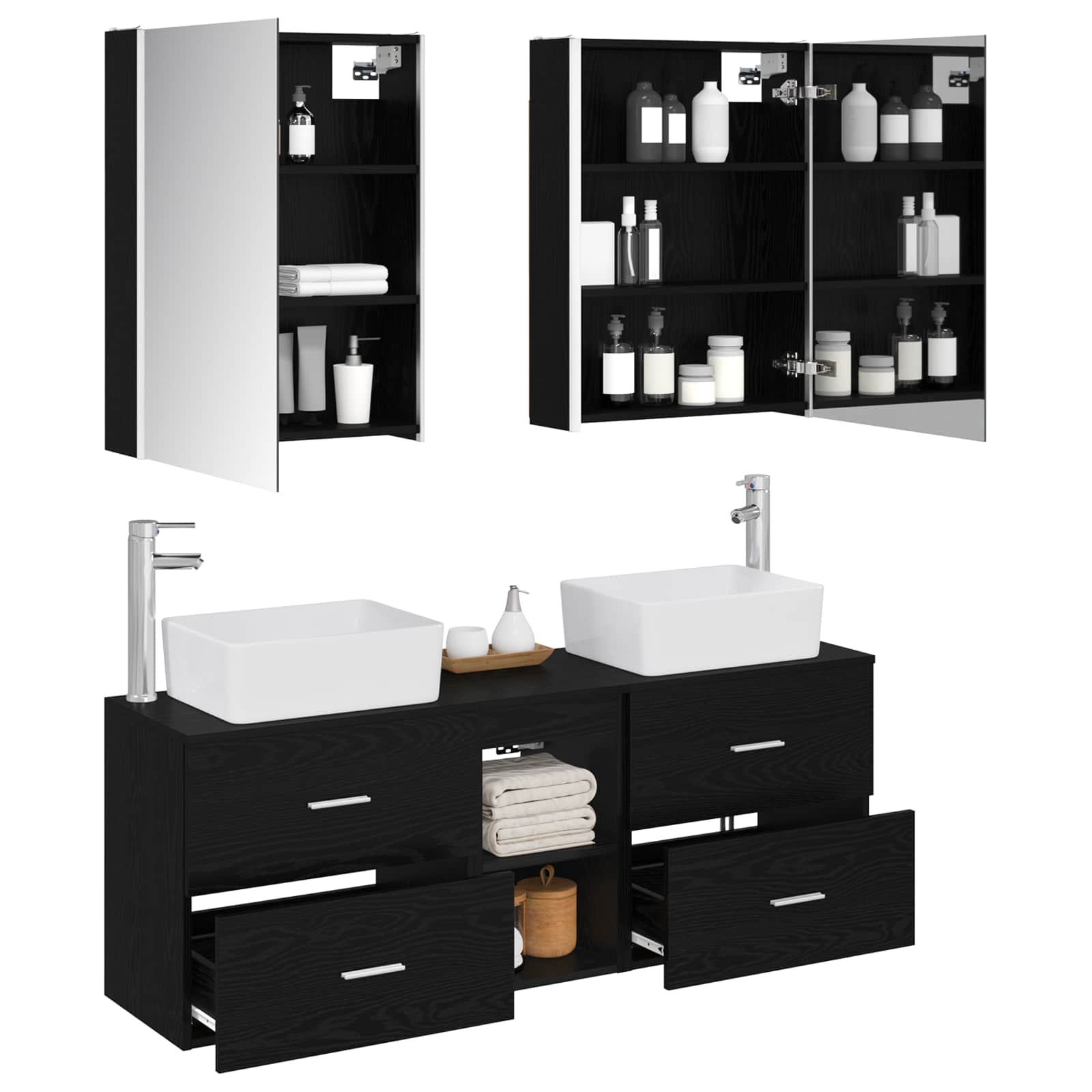 Set namještaja za kupaonicu 5 pcs Crni hrast