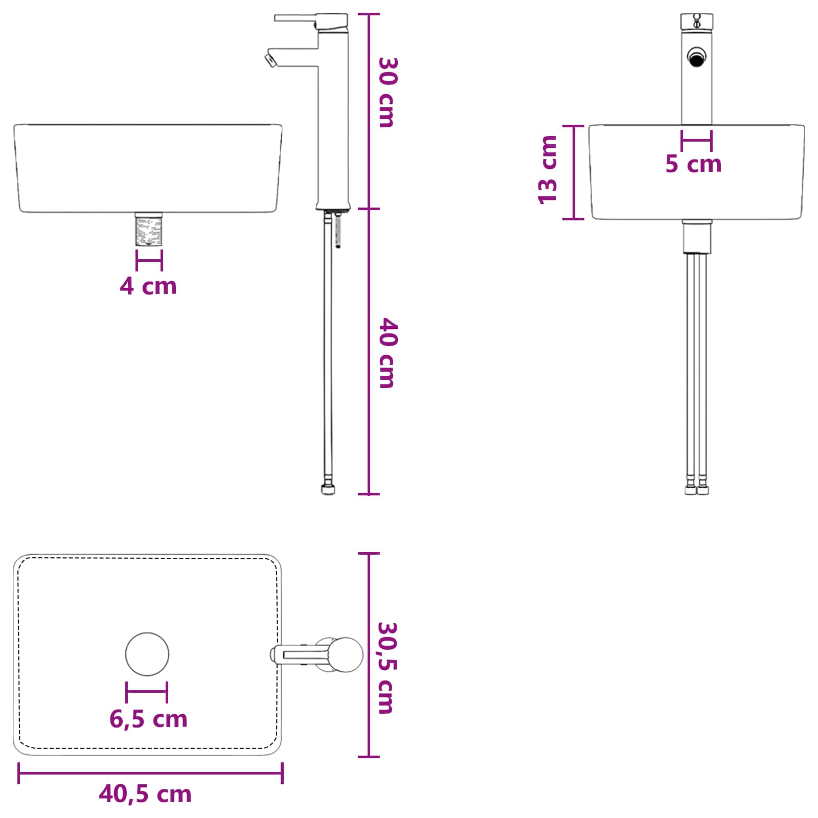 Set namještaja za kupaonicu 5 pcs Staro drvo
