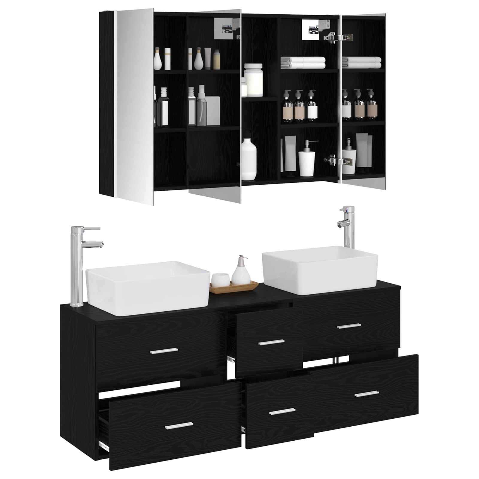 Set namještaja za kupaonicu 4 pcs Crni hrast