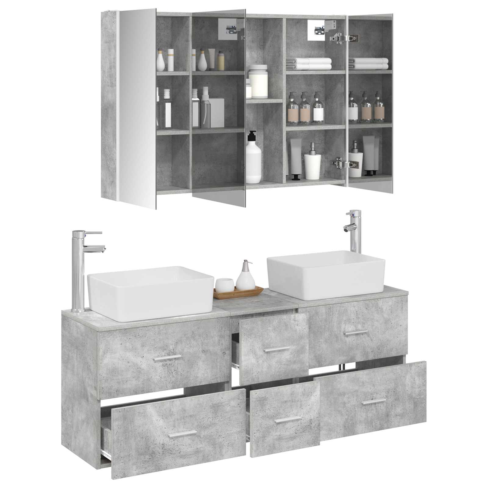 Set namještaja za kupaonicu 4 pcs Betonska siva