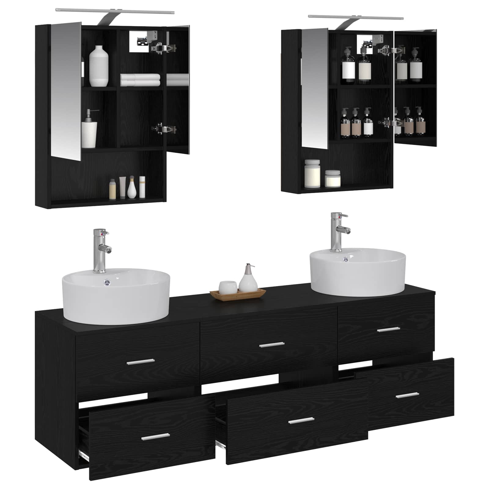 Set namještaja za kupaonicu 5 pcs Crni hrast