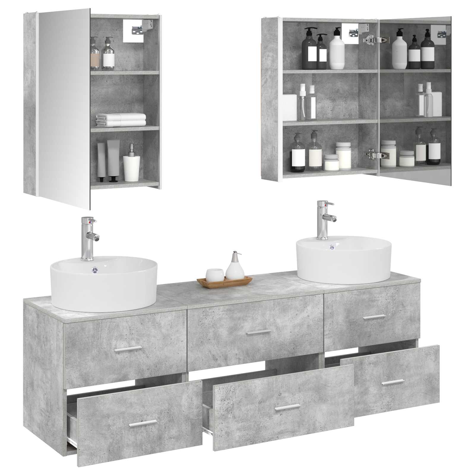 Set namještaja za kupaonicu 5 pcs Betonska siva