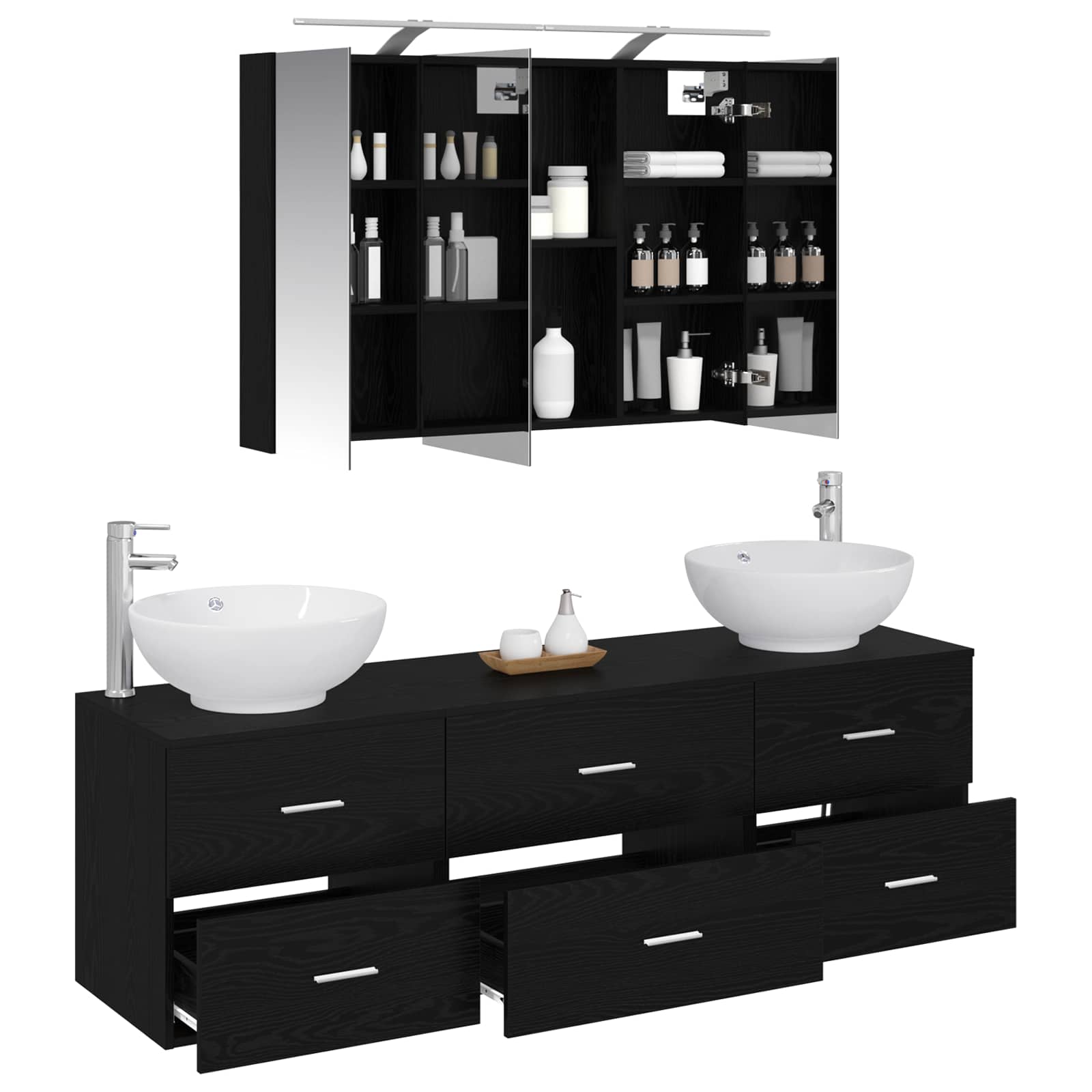 Set namještaja za kupaonicu 4 pcs Crni hrast