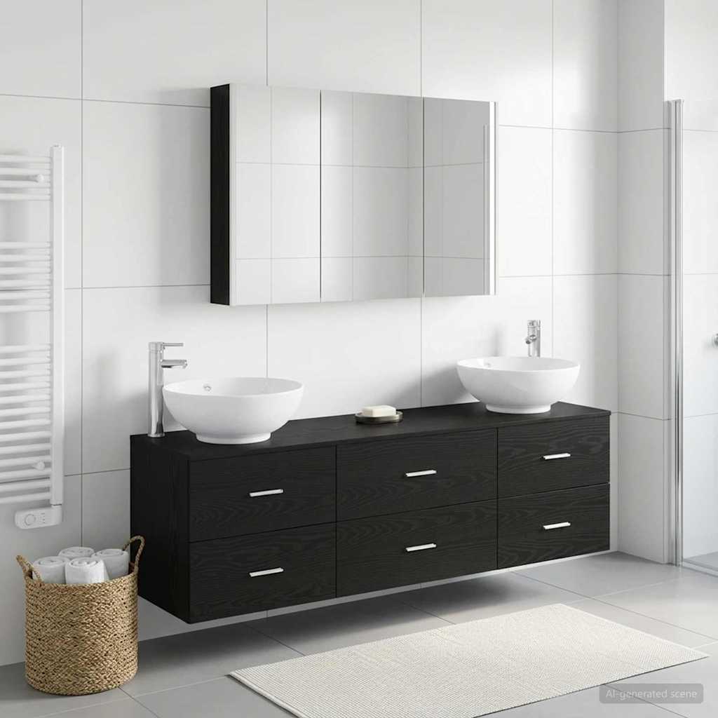 Set namještaja za kupaonicu 4 pcs Crni hrast