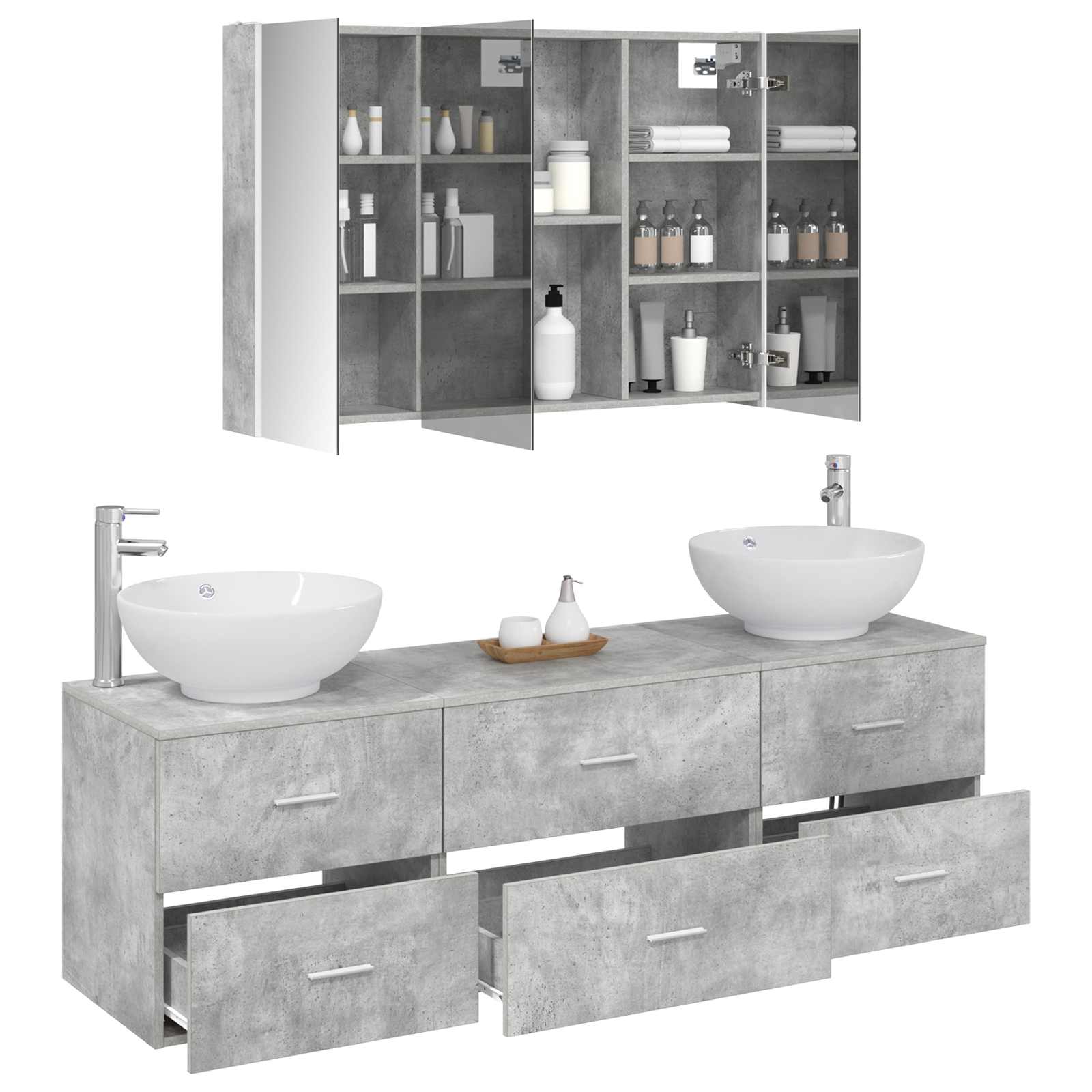 Set namještaja za kupaonicu 4 pcs Betonska siva