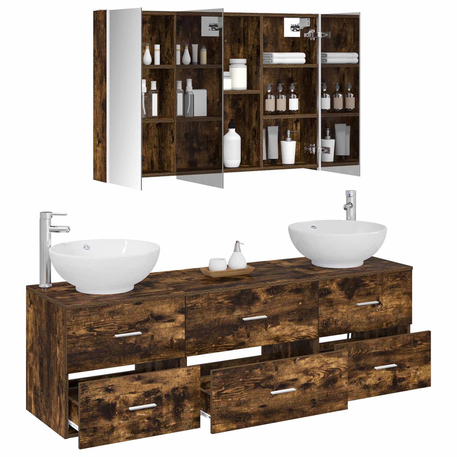 Set namještaja za kupaonicu 4 pcs Dimljeni hrast