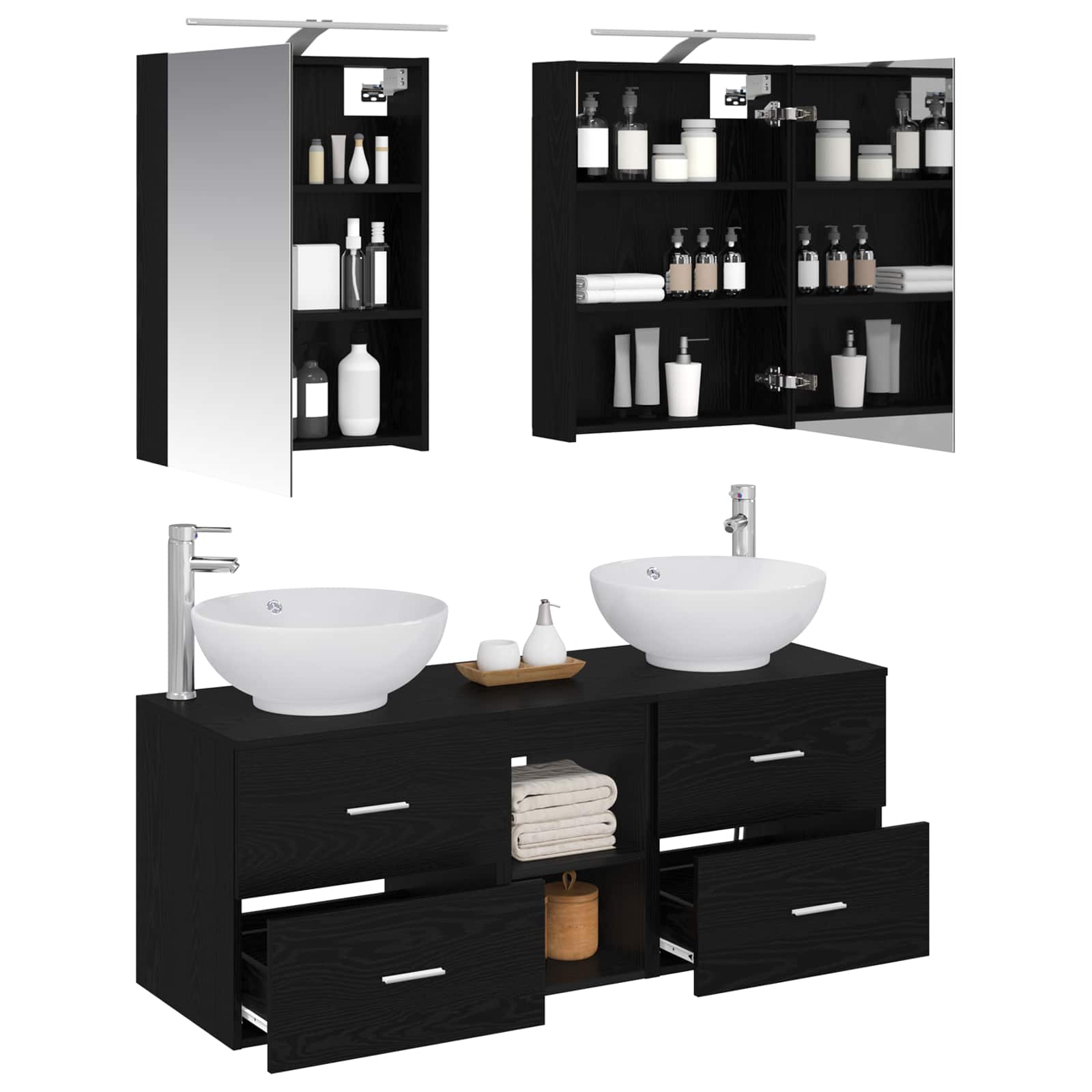 Set namještaja za kupaonicu 5 pcs Crni hrast