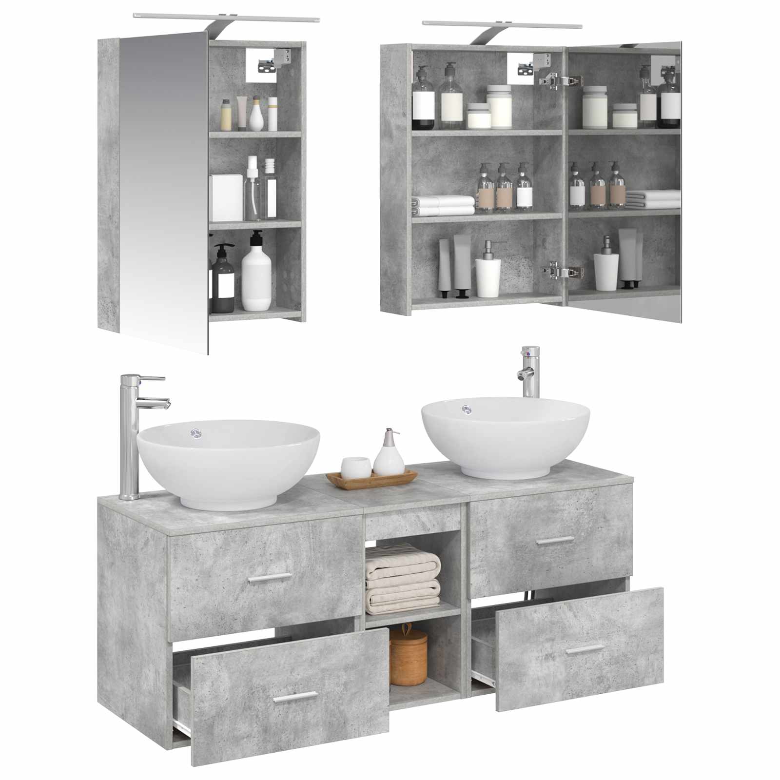 Set namještaja za kupaonicu 5 pcs Betonska siva