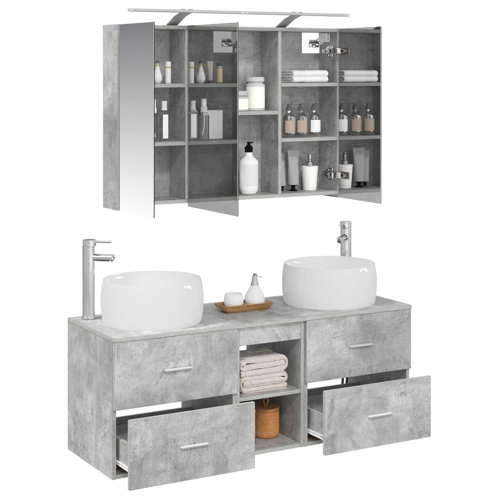 Set namještaja za kupaonicu 4 pcs Betonska siva