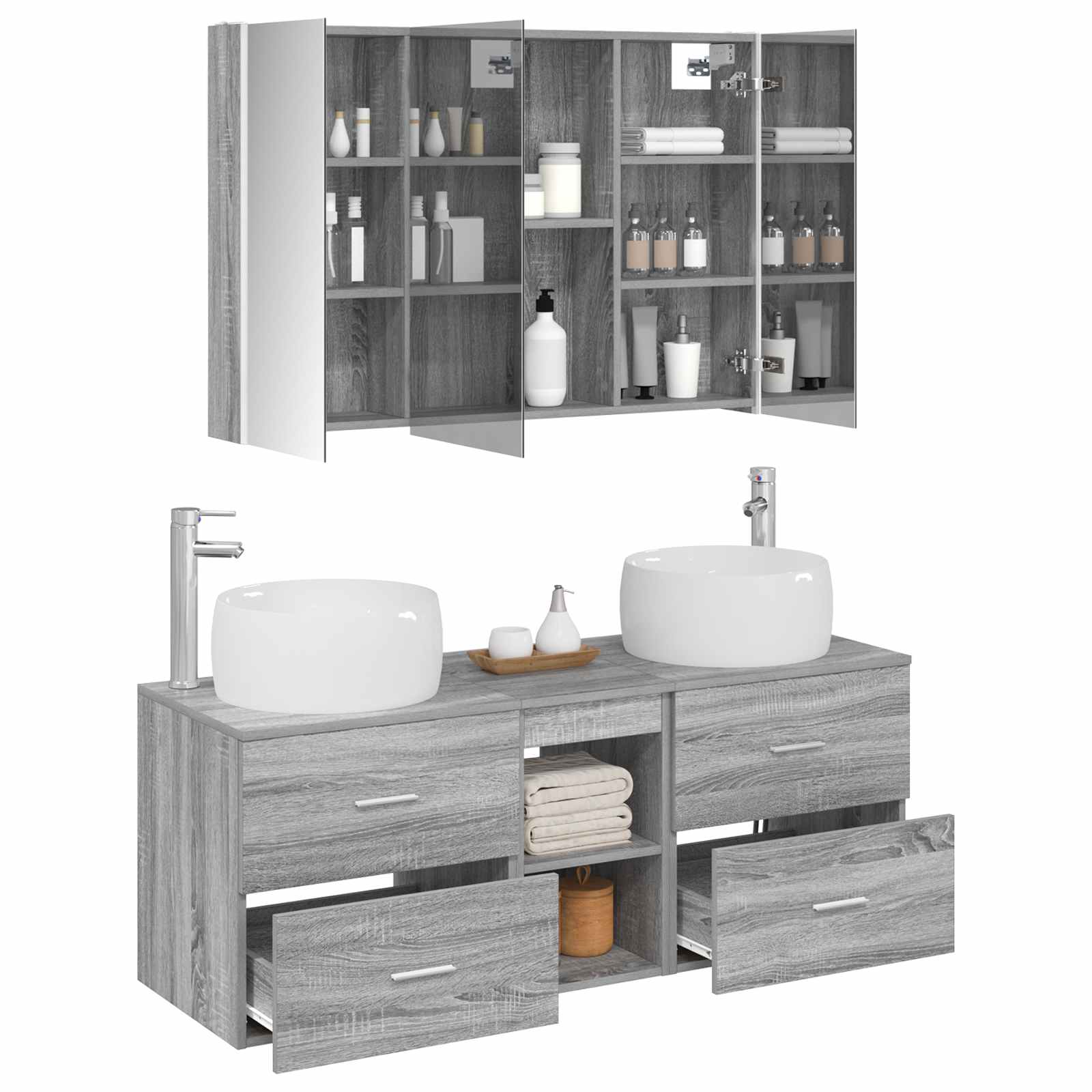 Set namještaja za kupaonicu 4 pcs Siva Sonoma