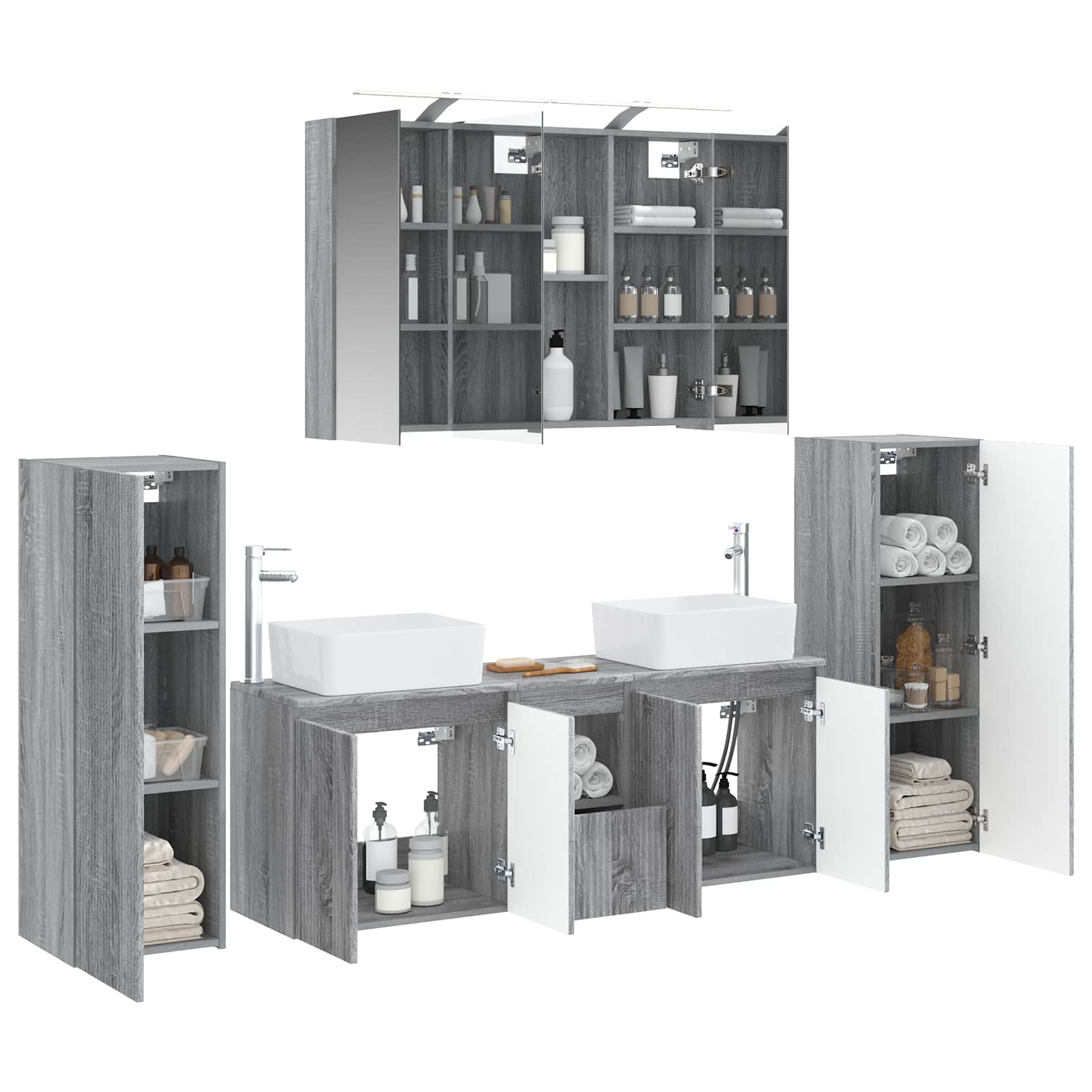 Set namještaja za kupaonicu 6 pcs Siva Sonoma