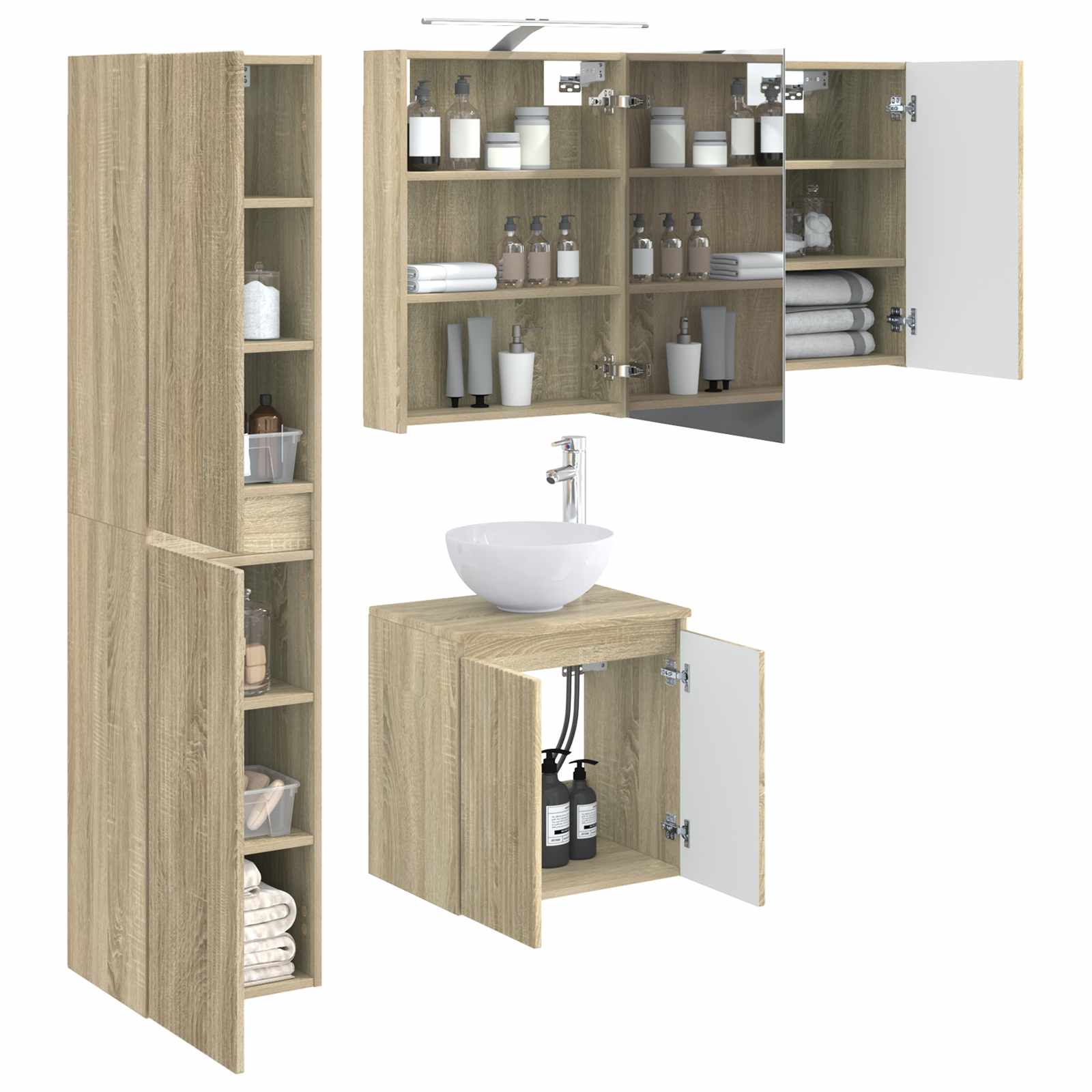 Set ormarića za kupaonicu 5 pcs Hrast sonoma 50 x 14,5 x 70 cm