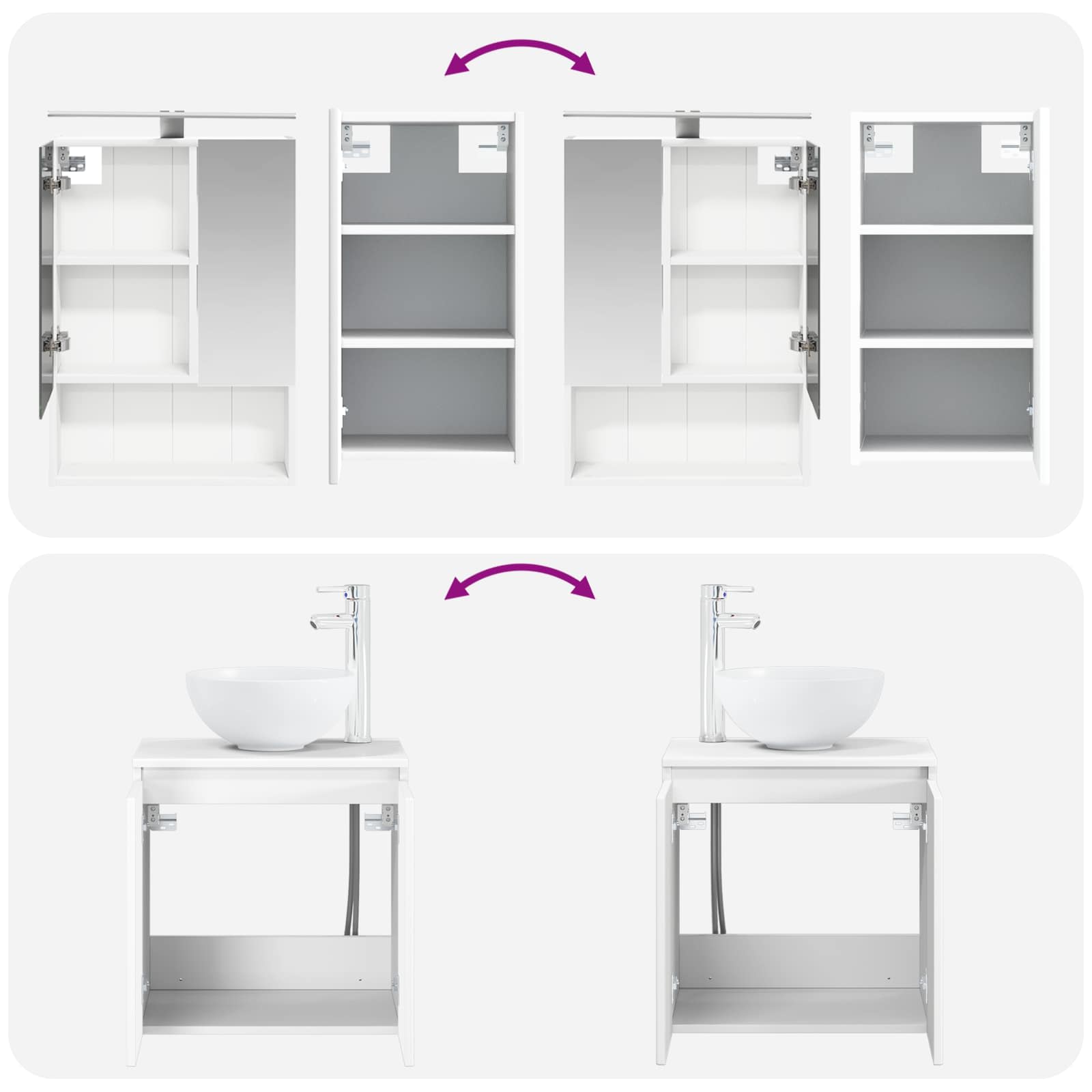 Set ormarića za kupaonicu 5 pcs Bijela 50 x 14,5 x 70 cm