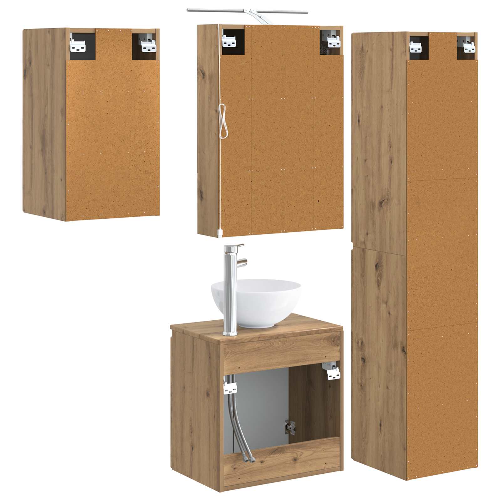 Set ormarića za kupaonicu 5 pcs Hrast artisan 50 x 14,5 x 70 cm