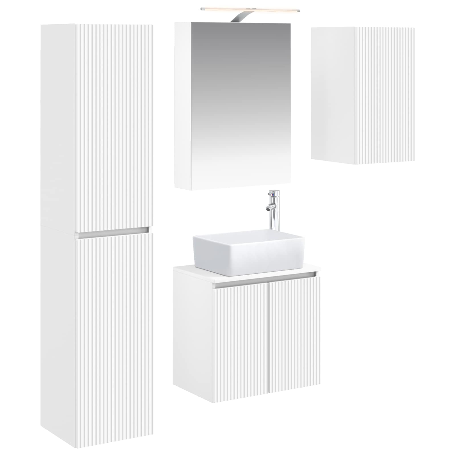 Set ormarića za kupaonicu 5 pcs Bijela 50 x 14,5 x 70 cm