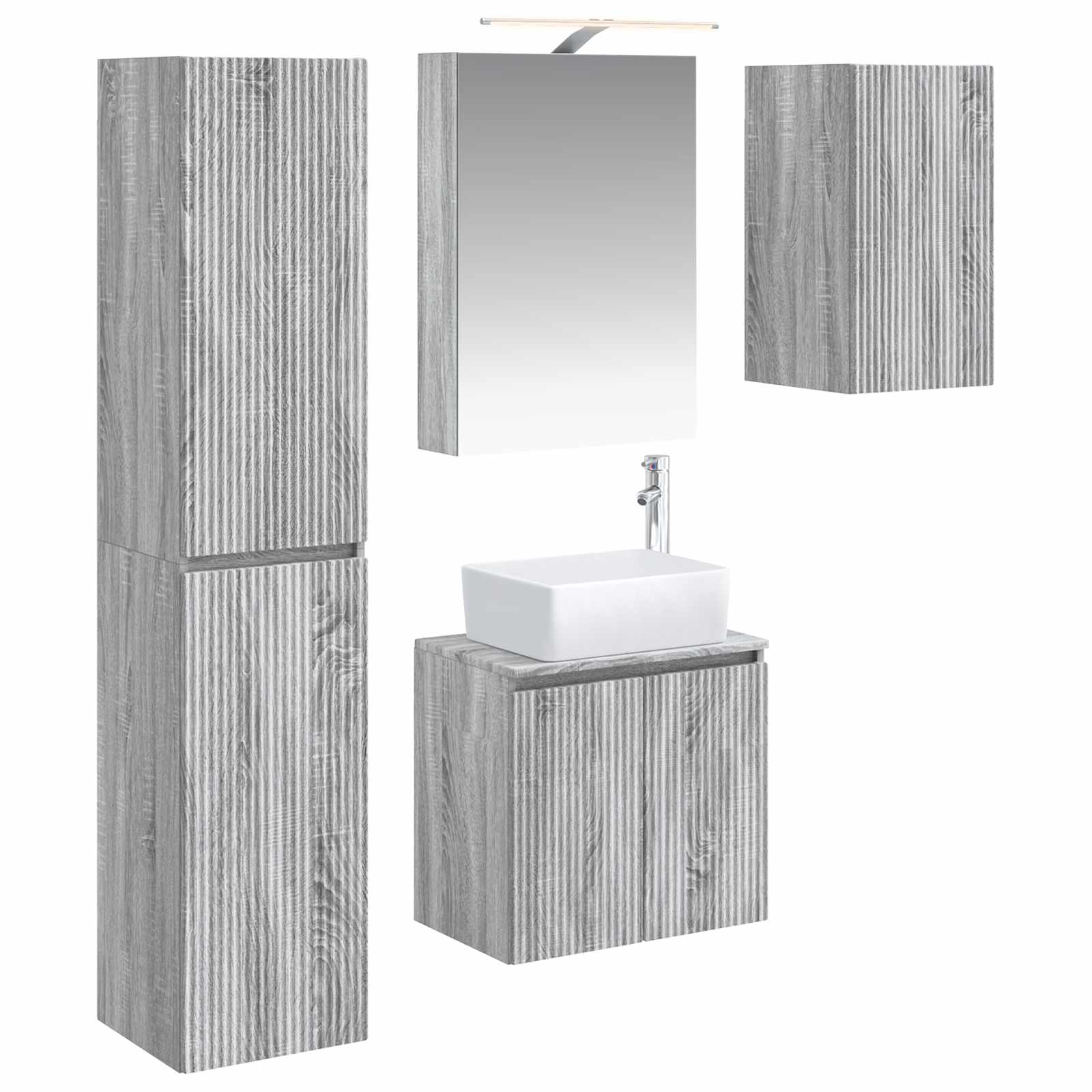 Set ormarića za kupaonicu 5 pcs Siva Sonoma 50 x 14,5 x 70 cm