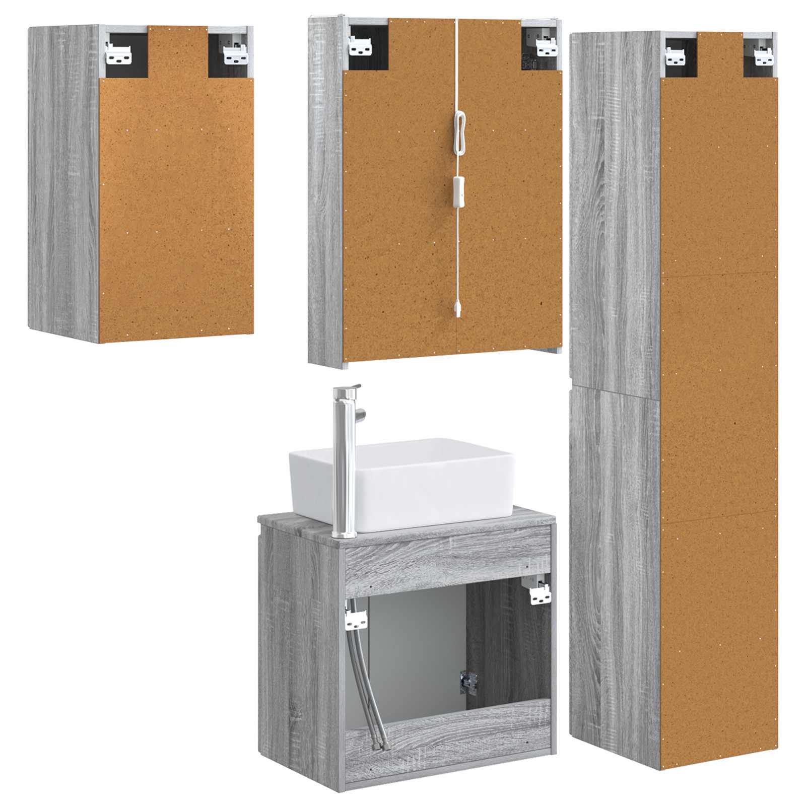 Set ormarića za kupaonicu 5 pcs Siva Sonoma 53 x 15,5 x 70 cm