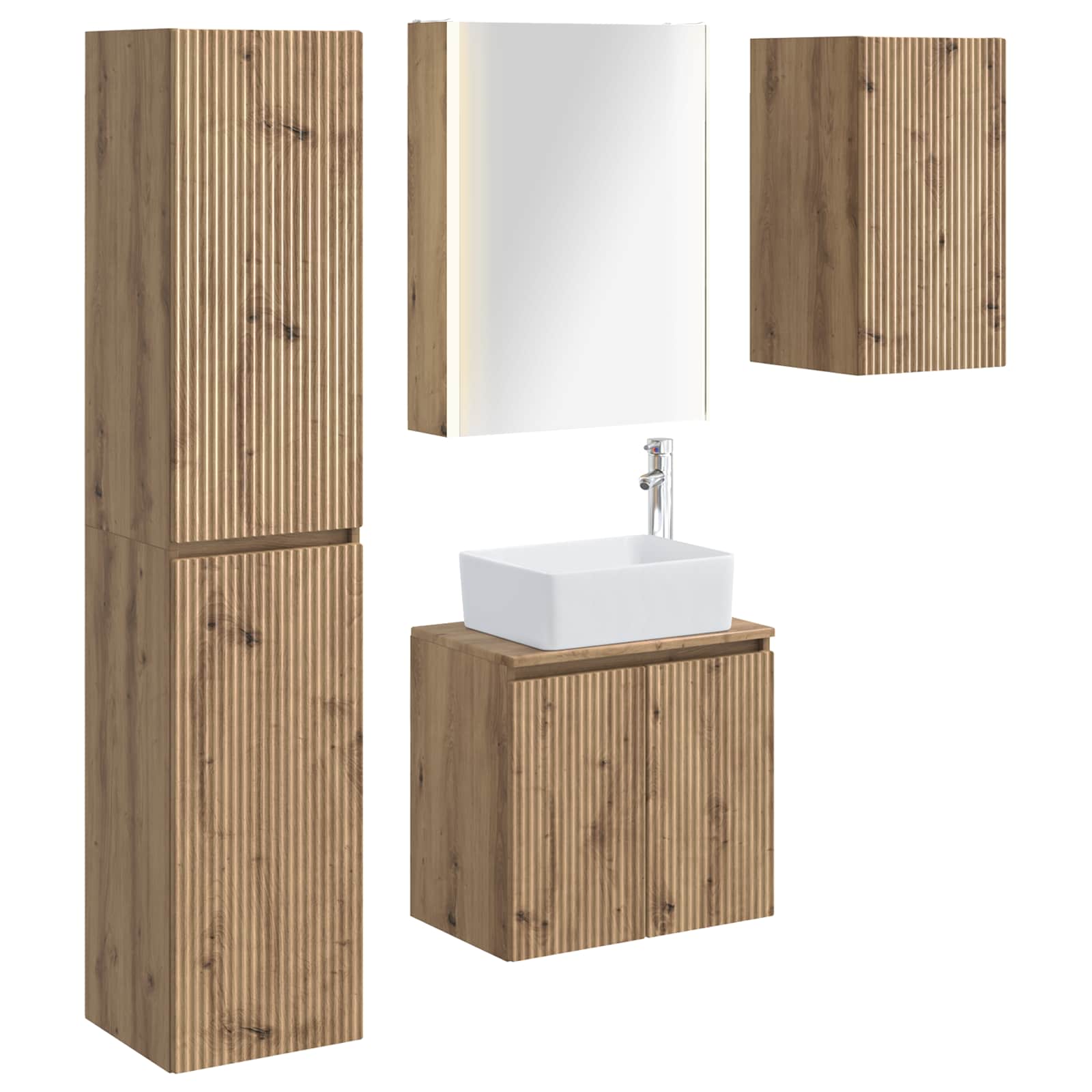 Set ormarića za kupaonicu 5 pcs Hrast artisan 53 x 15,5 x 70 cm