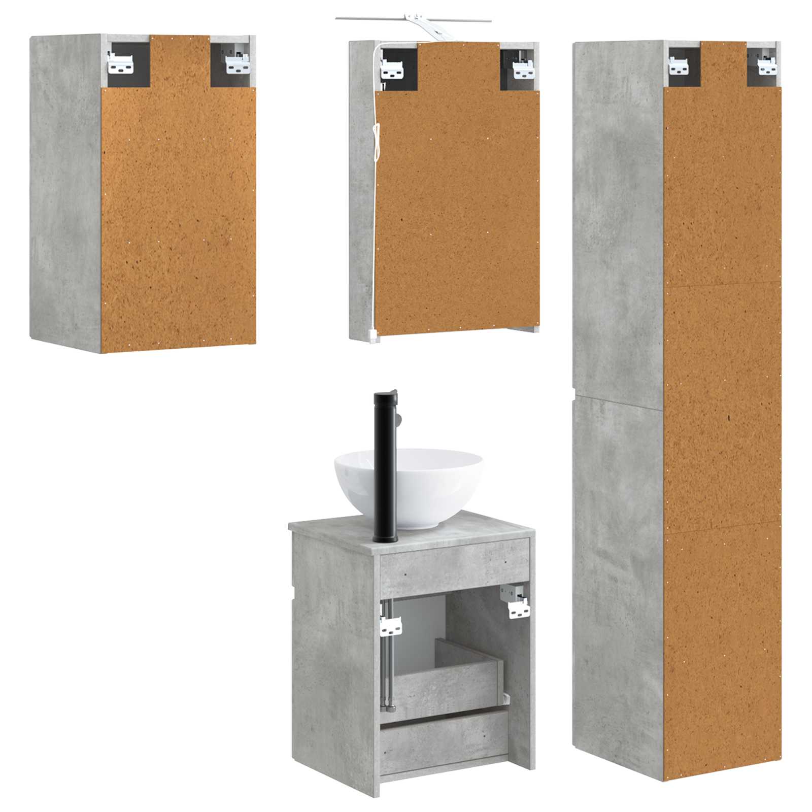 Set ormarića za kupaonicu 5 pcs Betonska siva