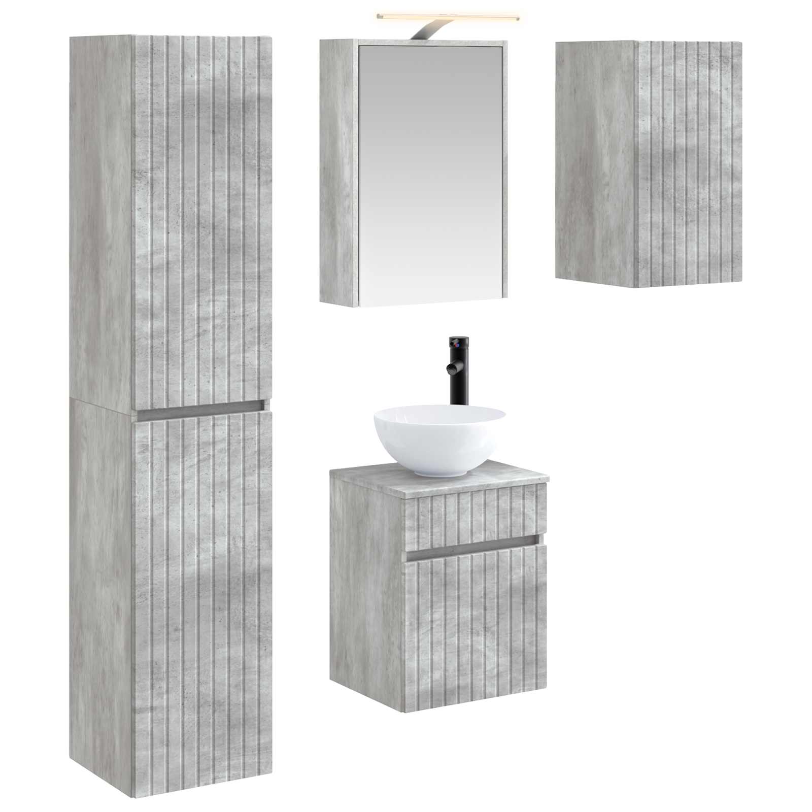 Set ormarića za kupaonicu 5 pcs Betonska siva 43 x 16 x 62,5 cm