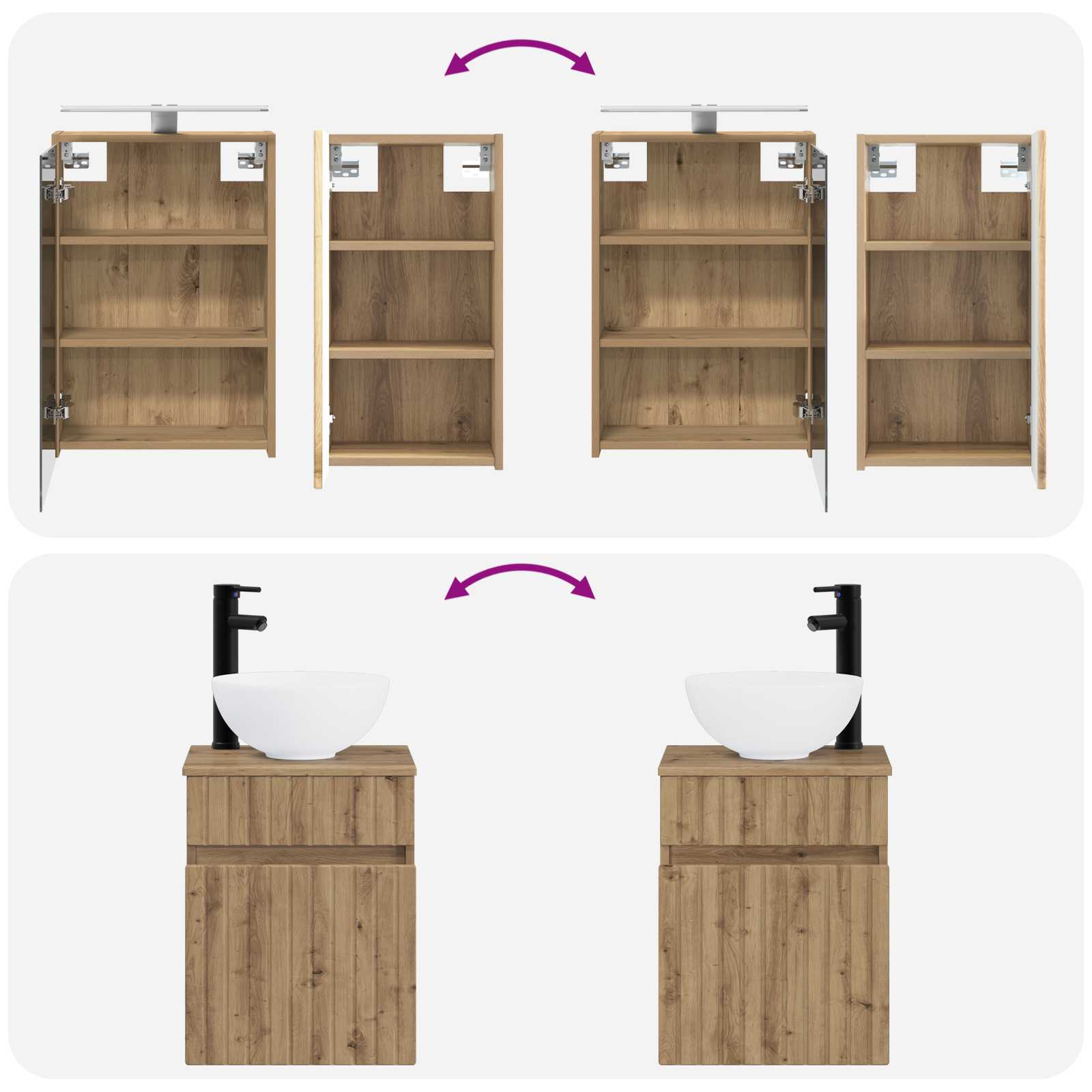 Set ormarića za kupaonicu 5 pcs Hrast artisan 43 x 16 x 62,5 cm