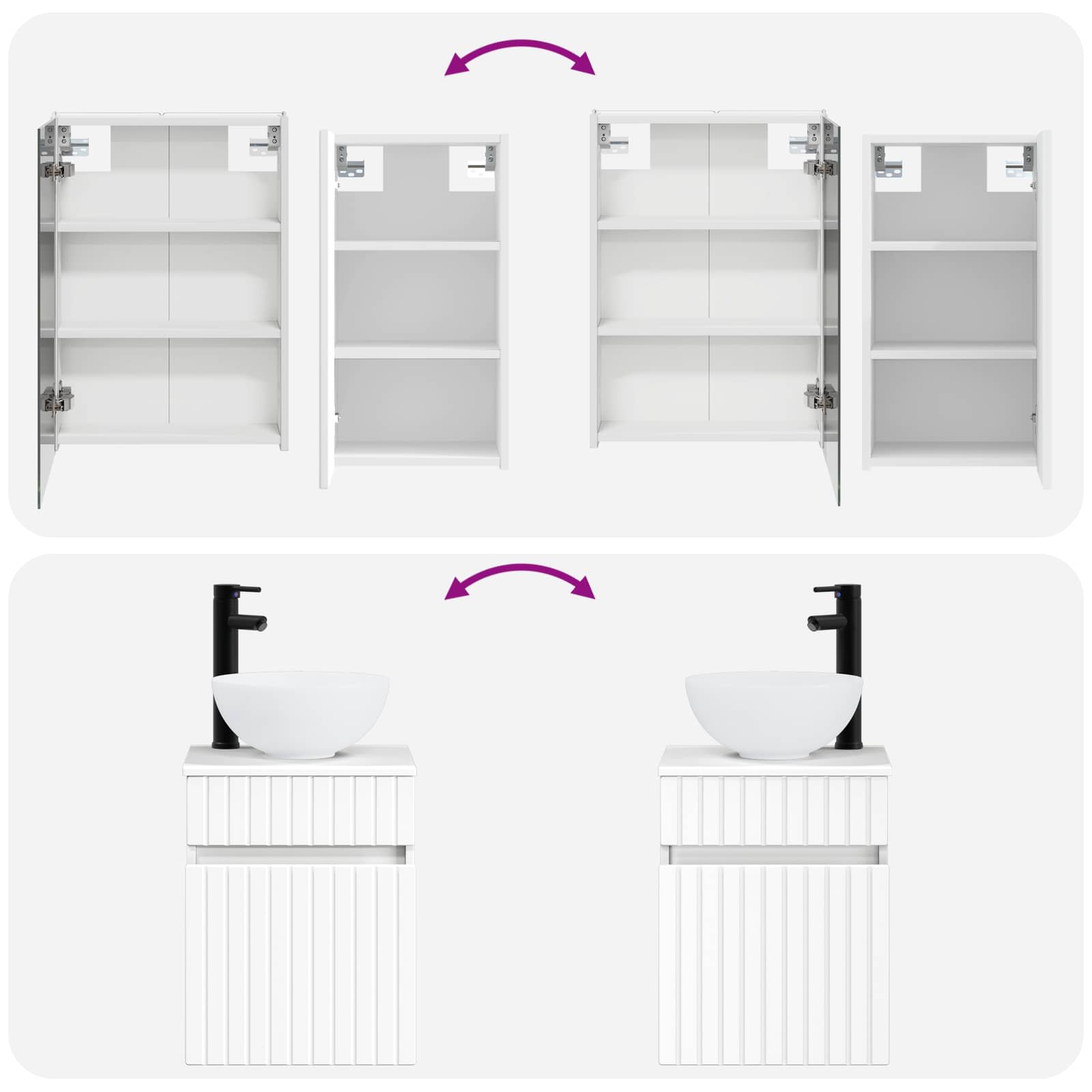 Set ormarića za kupaonicu 5 pcs Bijela 43 x 11,5 x 60,5 cm