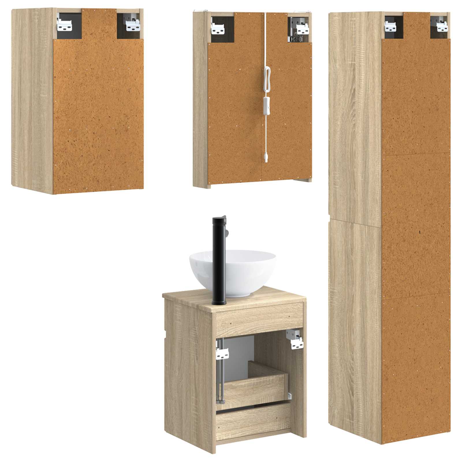 Set ormarića za kupaonicu 5 pcs Hrast sonoma