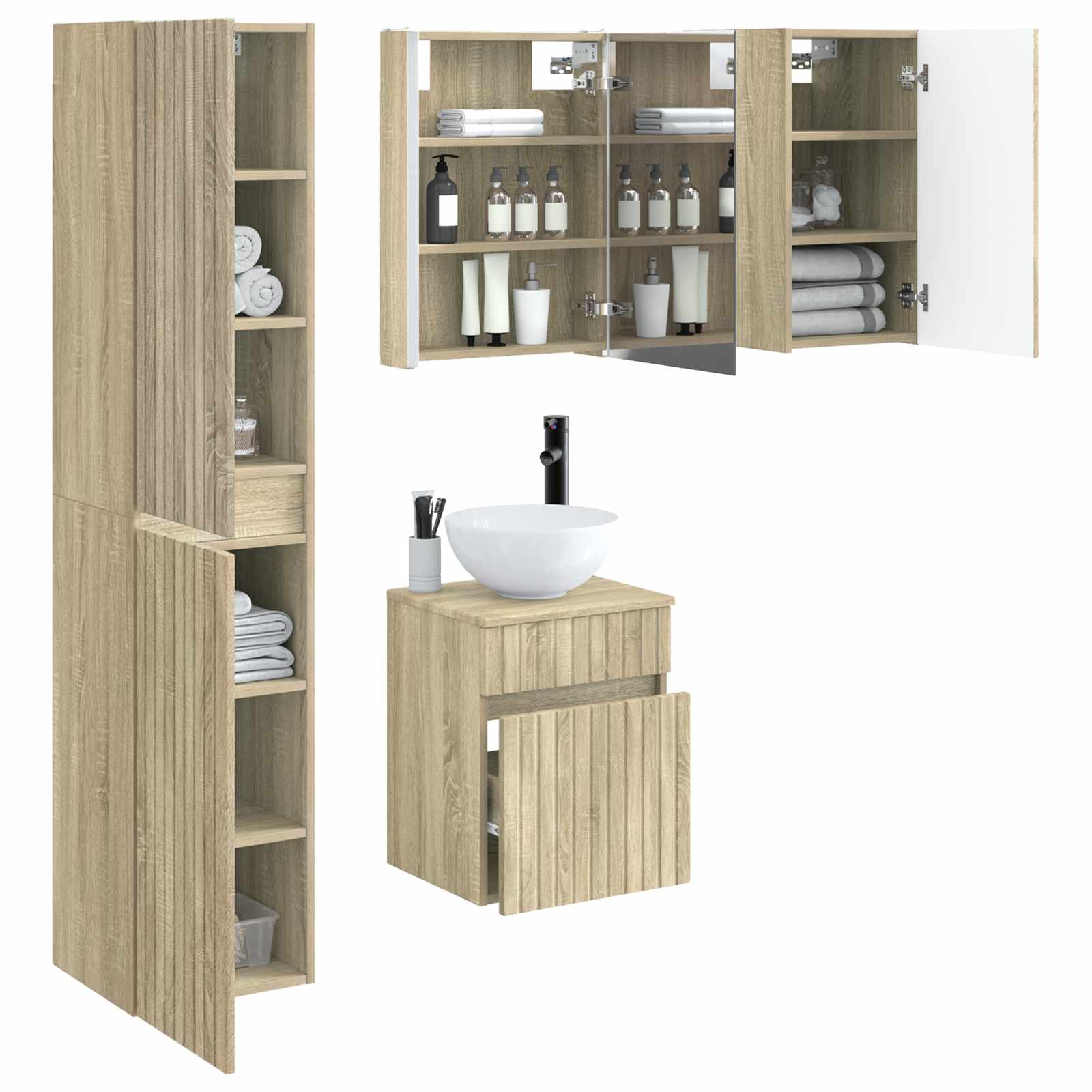 Set ormarića za kupaonicu 5 pcs Hrast sonoma