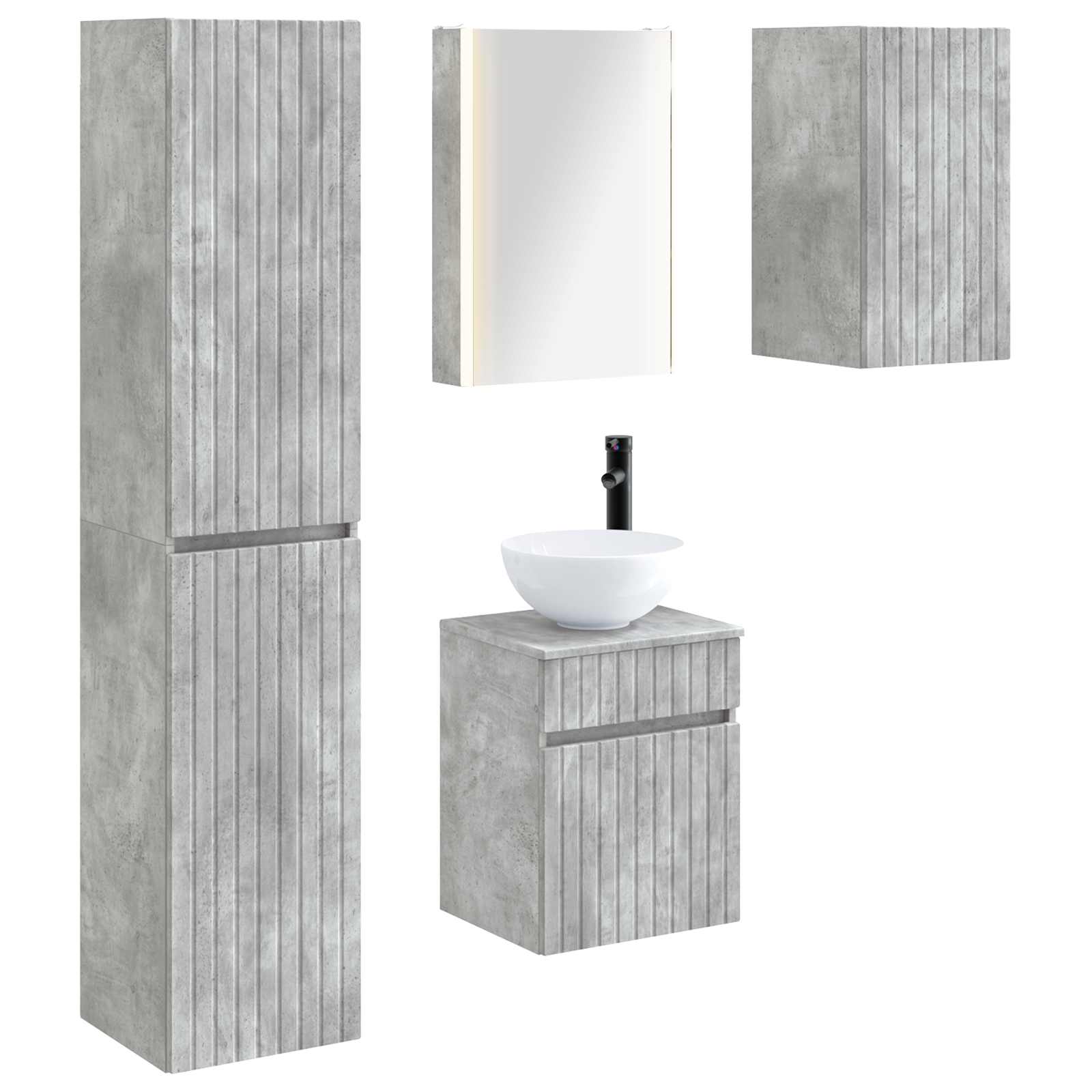 Set ormarića za kupaonicu 5 pcs Betonska siva