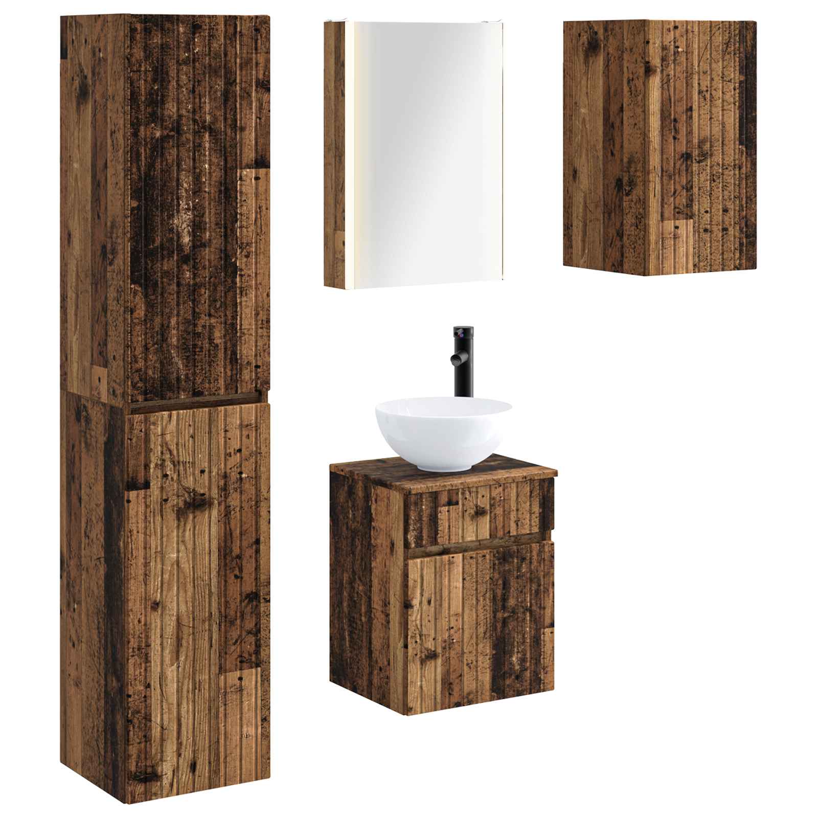 Set ormarića za kupaonicu 5 pcs Staro drvo 43 x 11,5 x 60,5 cm