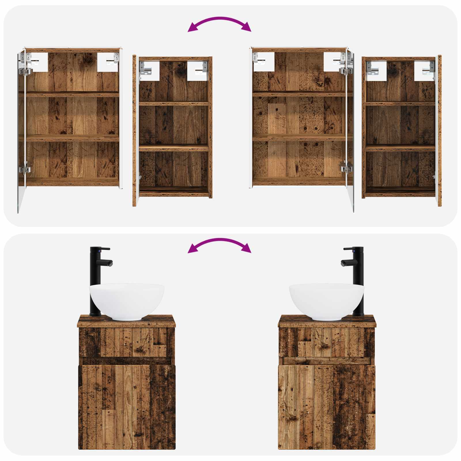Set ormarića za kupaonicu 5 pcs Staro drvo 43 x 11,5 x 60,5 cm