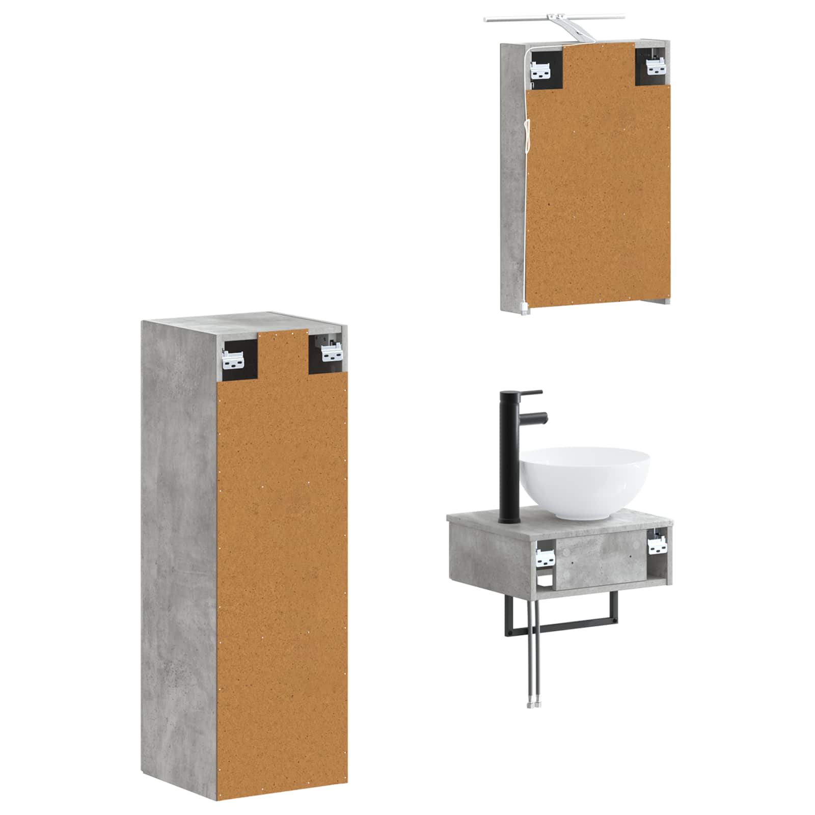 Set ormarića za kupaonicu 4 pcs Betonska siva