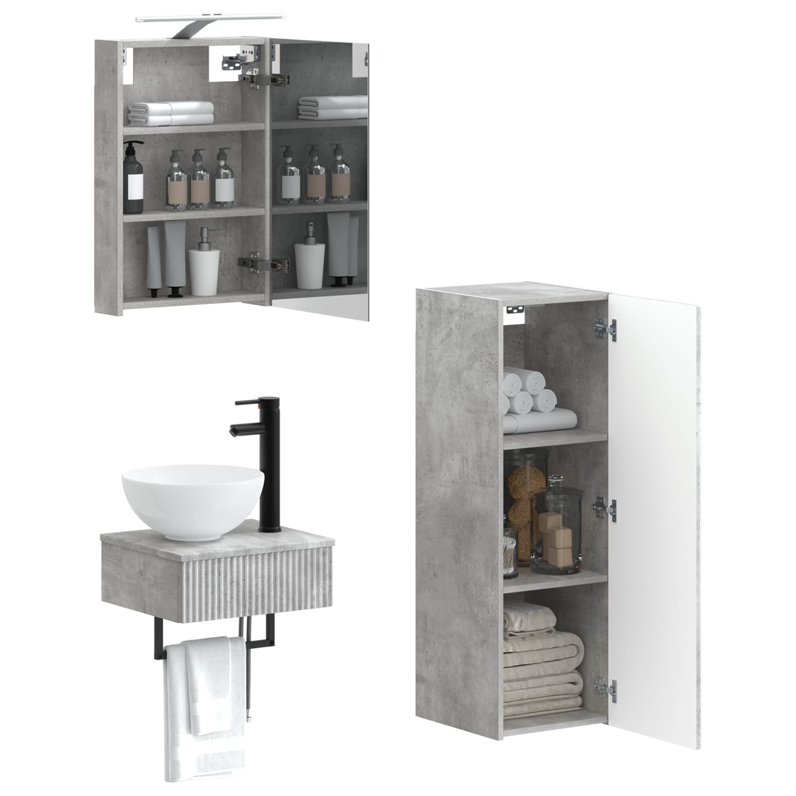 Set ormarića za kupaonicu 4 pcs Betonska siva