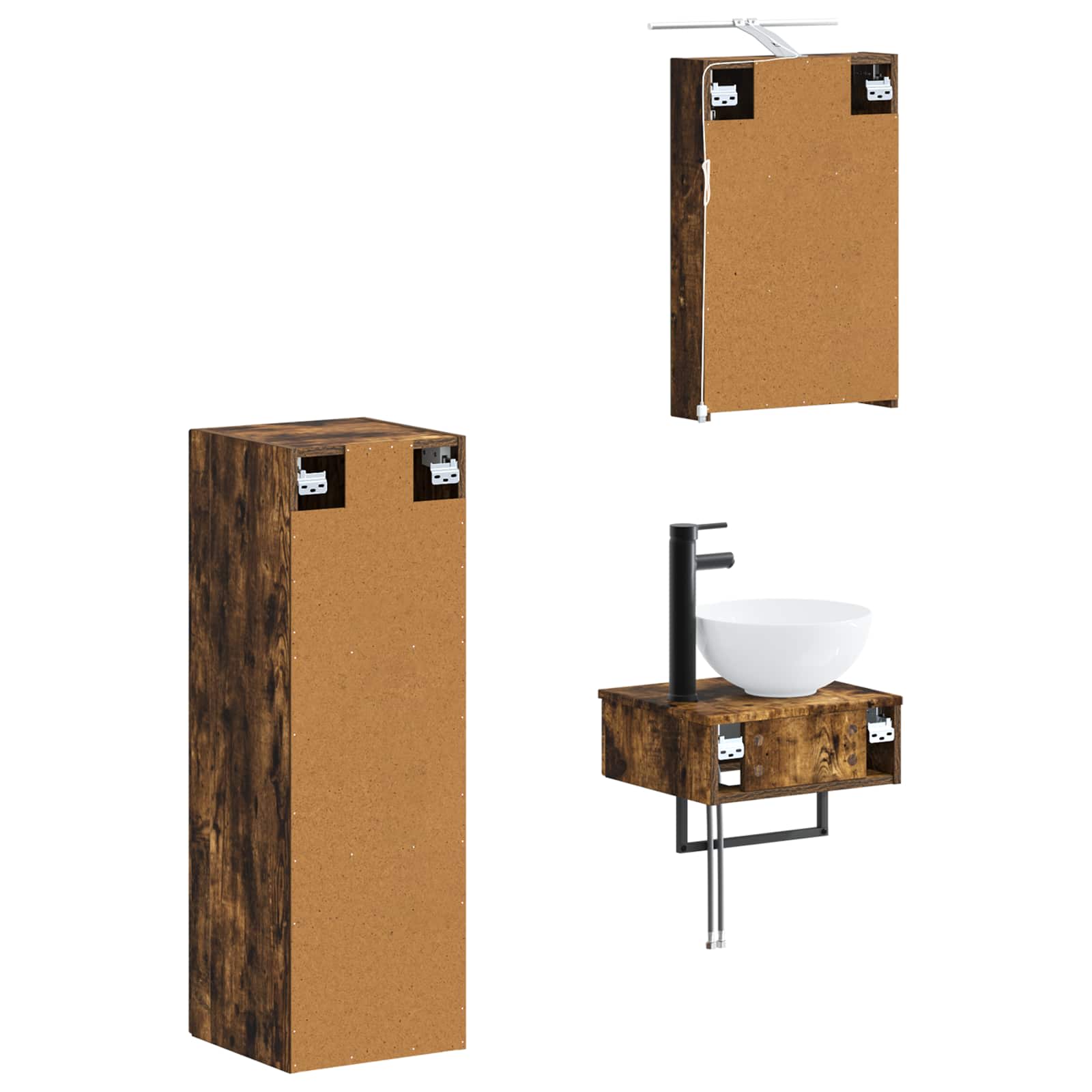 Set ormarića za kupaonicu 4 pcs Dimljeni hrast