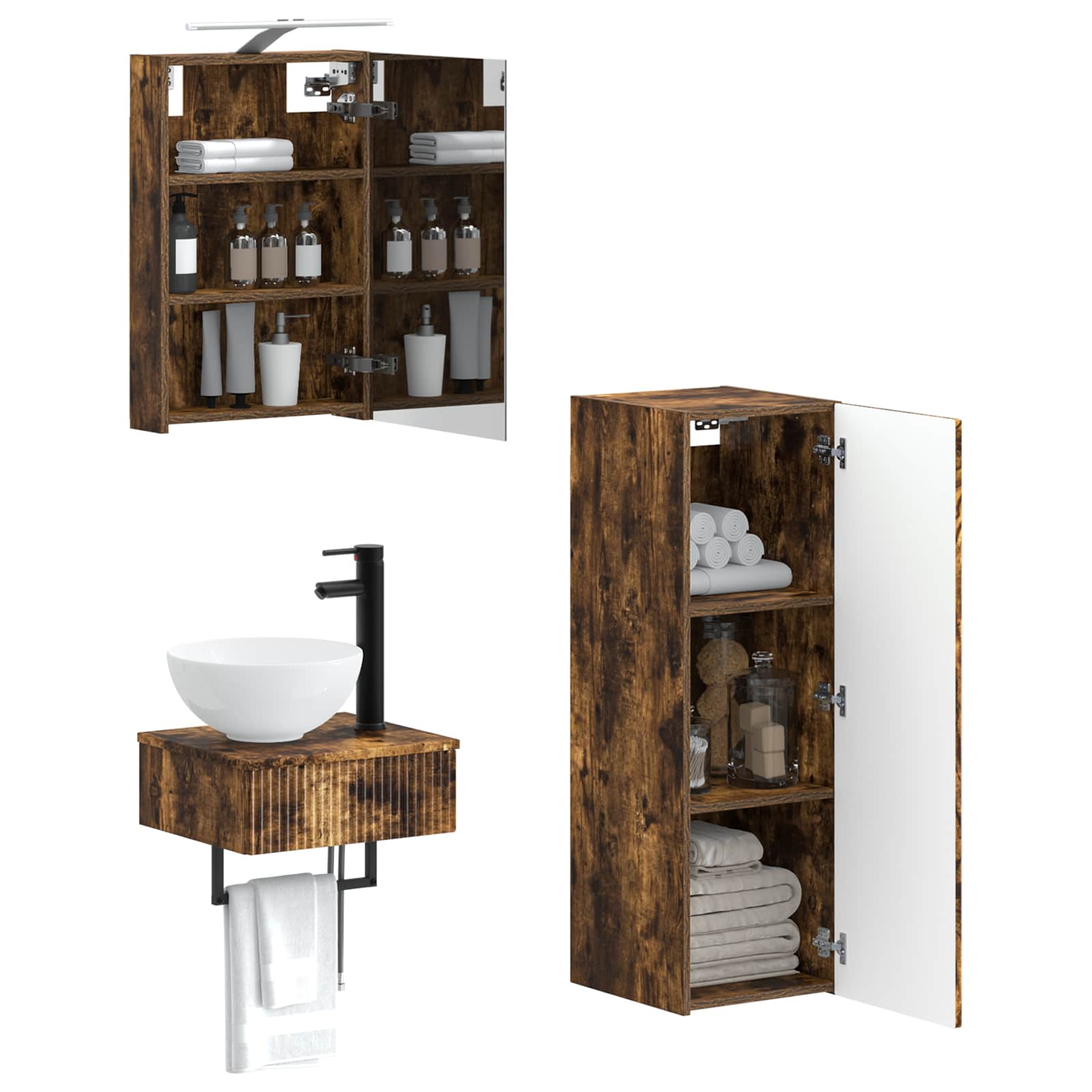 Set ormarića za kupaonicu 4 pcs Dimljeni hrast
