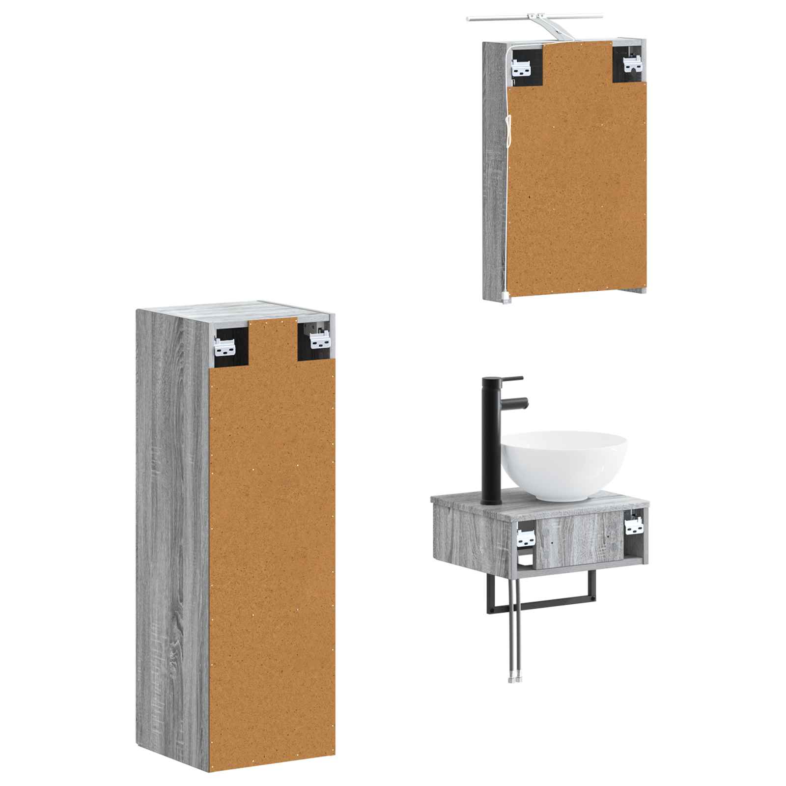 Set ormarića za kupaonicu 4 pcs Siva Sonoma 40 x 10,5 x 60,5 cm