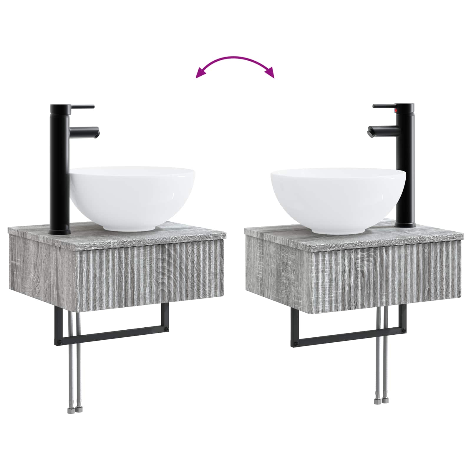 Set ormarića za kupaonicu 4 pcs Siva Sonoma 40 x 10,5 x 60,5 cm