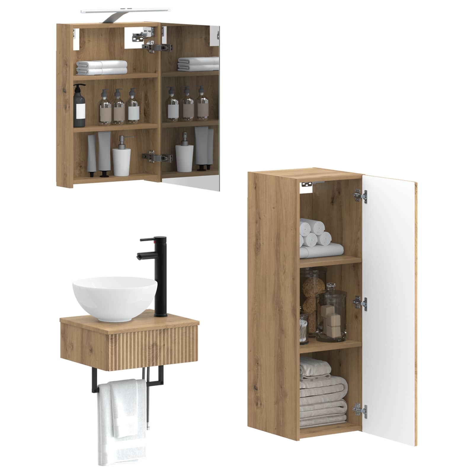 Set ormarića za kupaonicu 4 pcs Hrast artisan