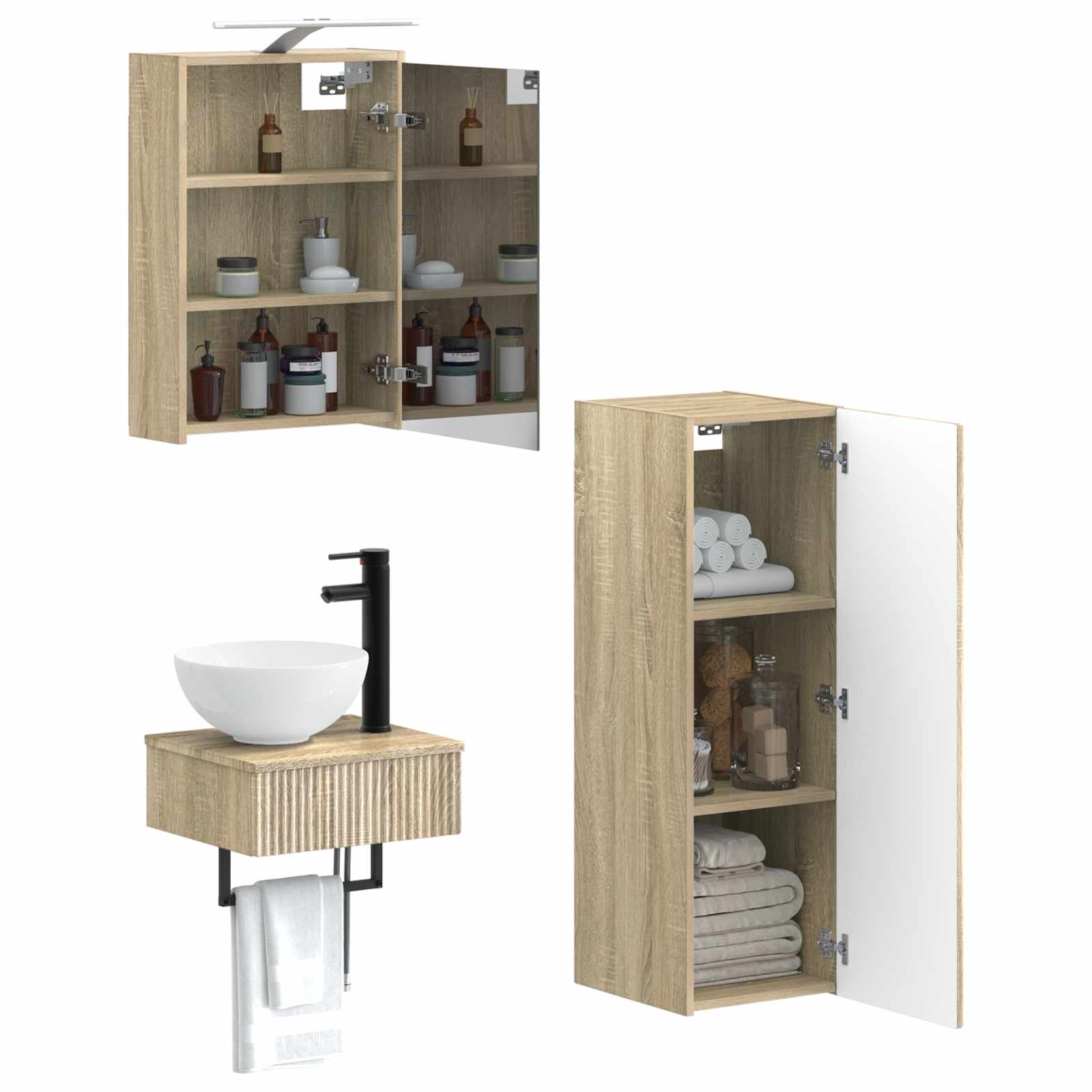 Set ormarića za kupaonicu 4 pcs Hrast sonoma 43 x 16 x 62,5 cm