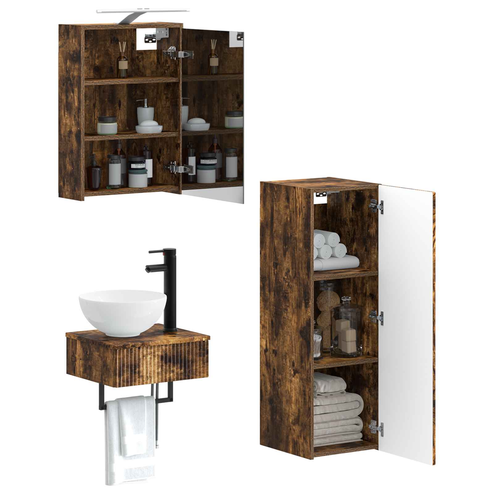 Set ormarića za kupaonicu 4 pcs Dimljeni hrast
