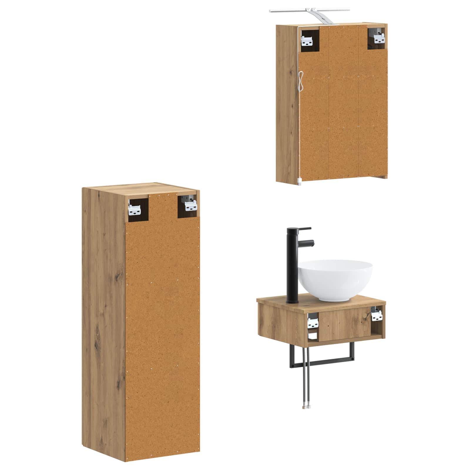 Set ormarića za kupaonicu 4 pcs Hrast artisan 43 x 16 x 62,5 cm