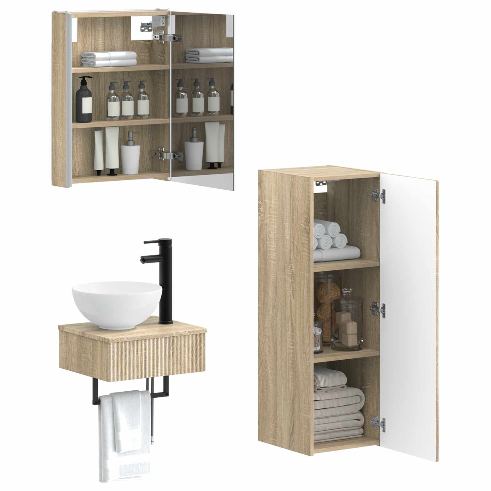 Set ormarića za kupaonicu 4 pcs Hrast sonoma