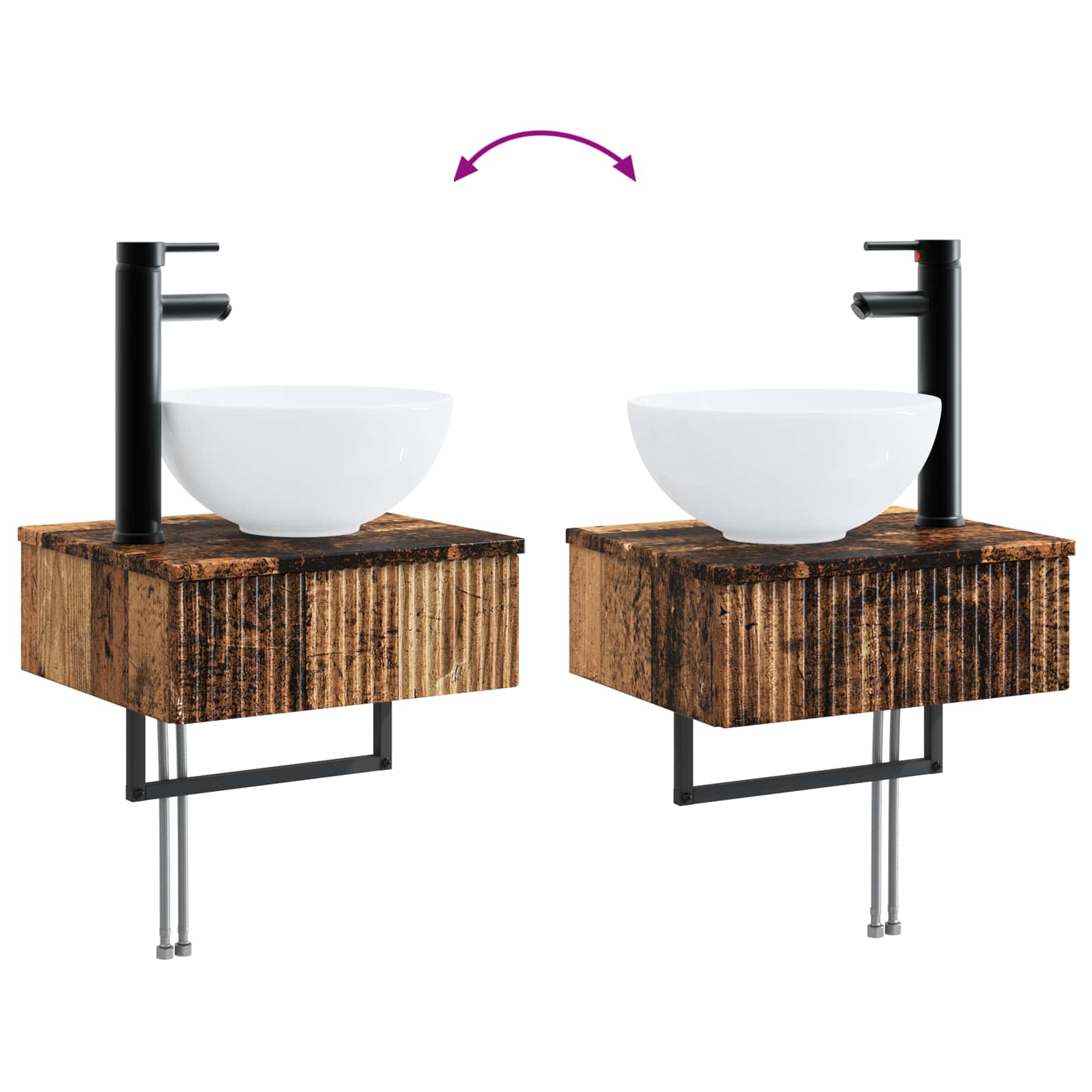 Set ormarića za kupaonicu 4 pcs Staro drvo 43 x 11,5 x 60,5 cm