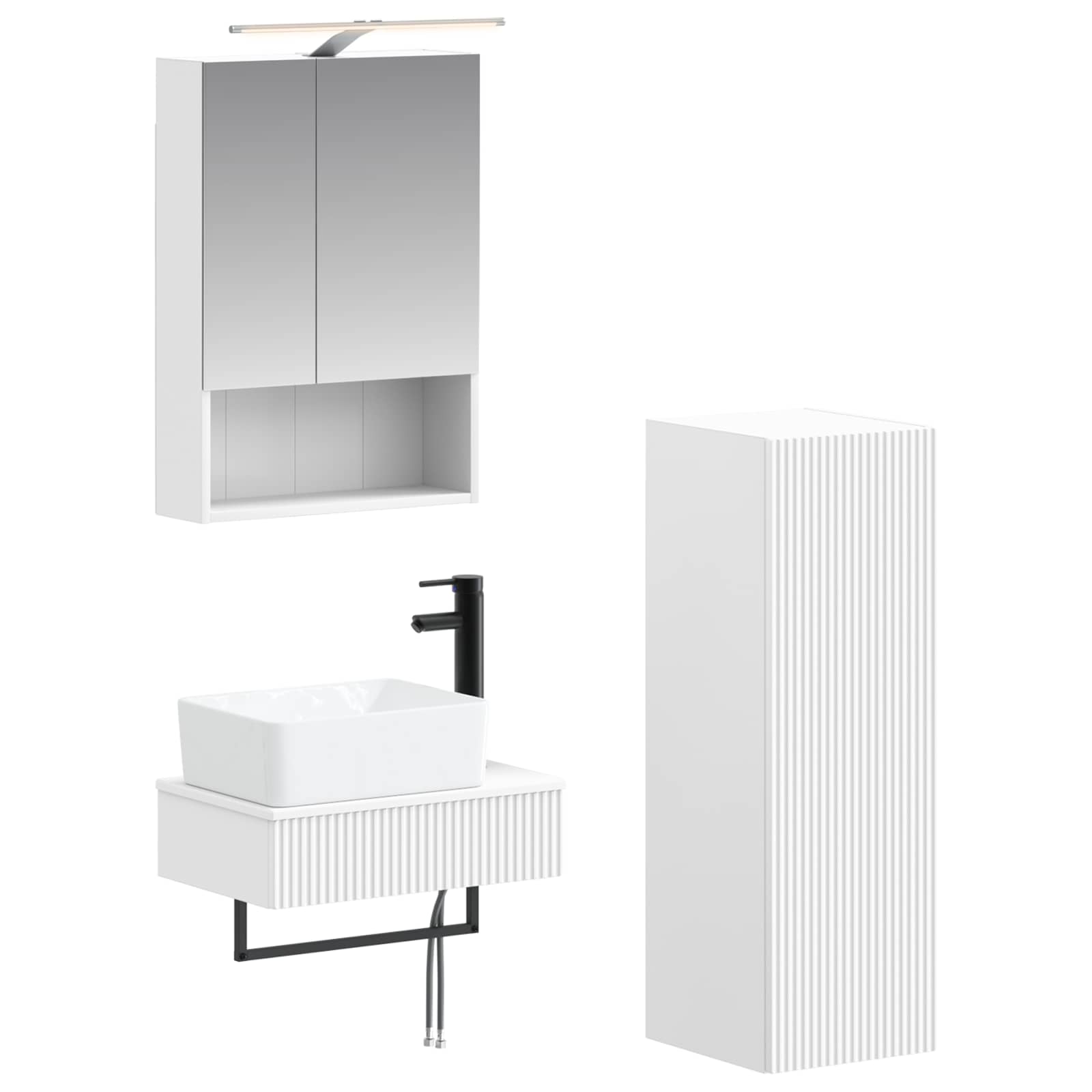 Set ormarića za kupaonicu 4 pcs Bijela 50 x 14,5 x 70 cm
