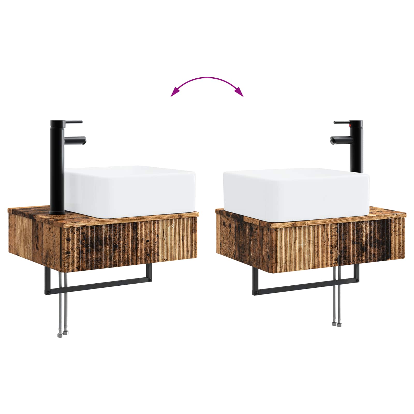Set ormarića za kupaonicu 4 pcs Staro drvo 50 x 14,5 x 70 cm
