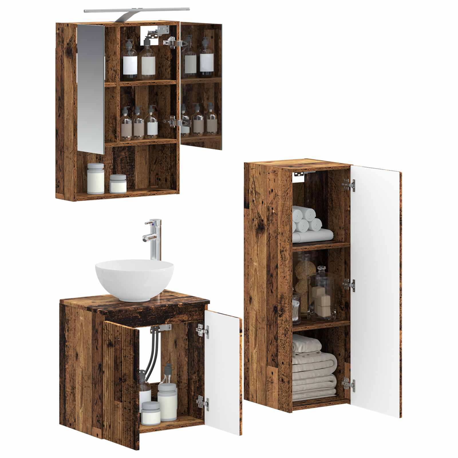 Set namještaja za kupaonicu 4 pcs Staro drvo