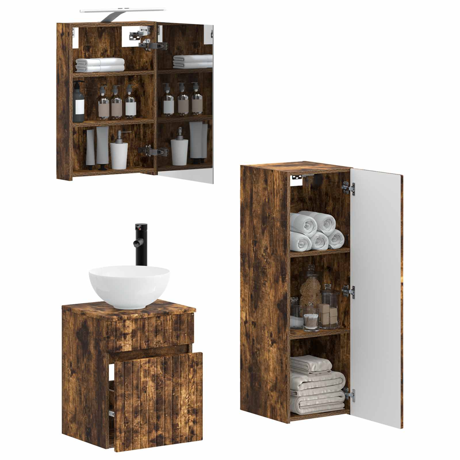 Set namještaja za kupaonicu 4 pcs Dimljeni hrast