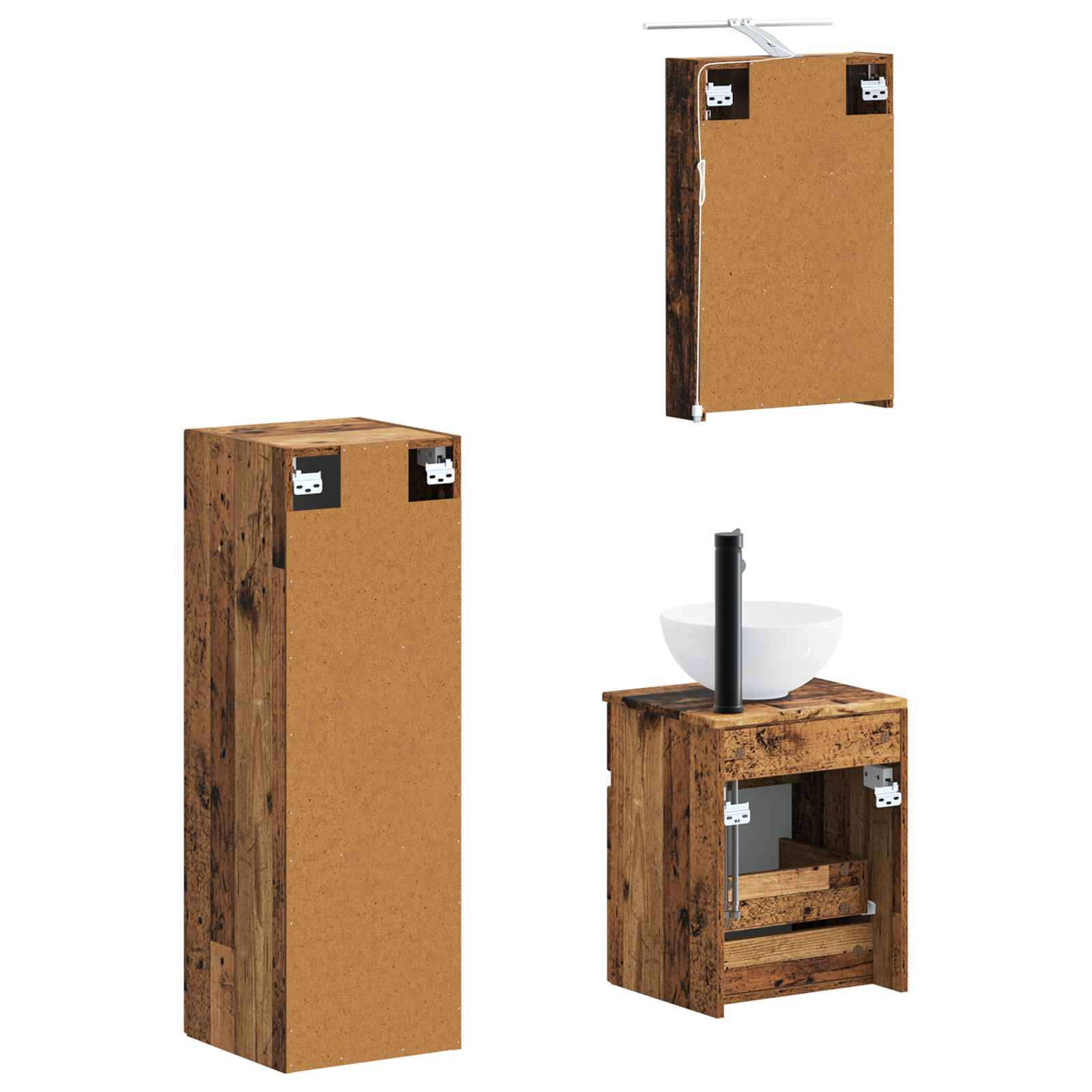 Set namještaja za kupaonicu 4 pcs Staro drvo